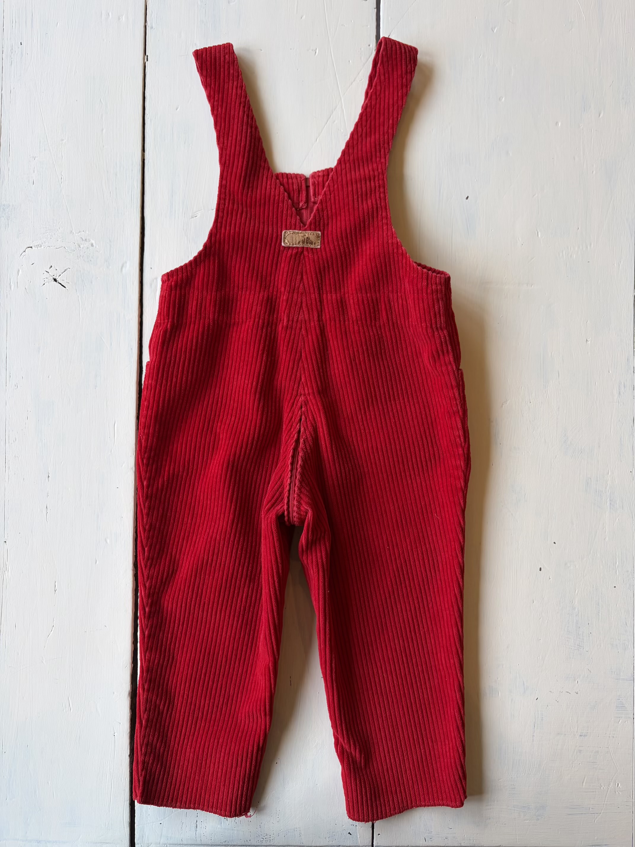 【kids】France vintage red front zipper overall 5