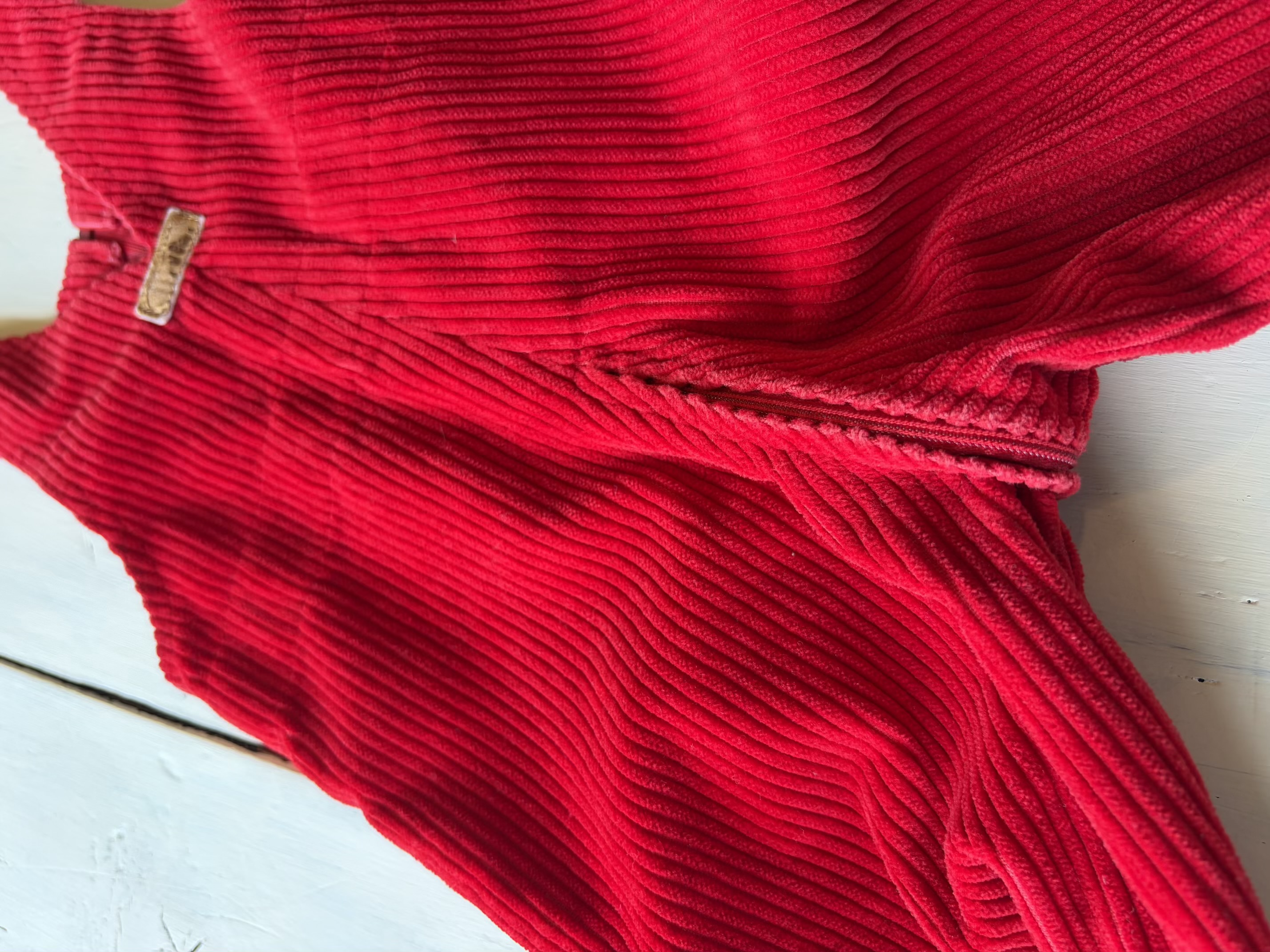 【kids】France vintage red front zipper overall 6