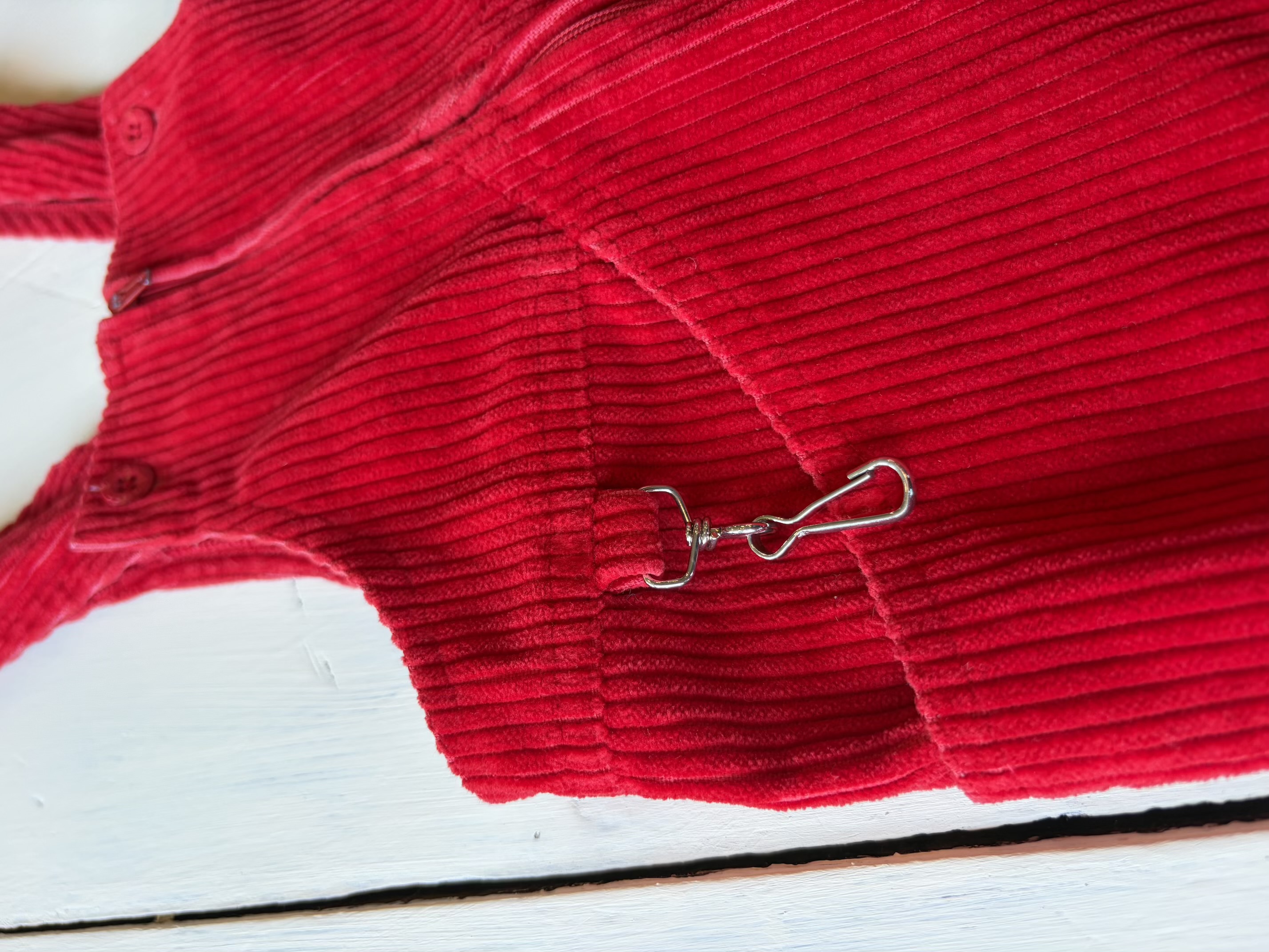 【kids】France vintage red front zipper overall 3