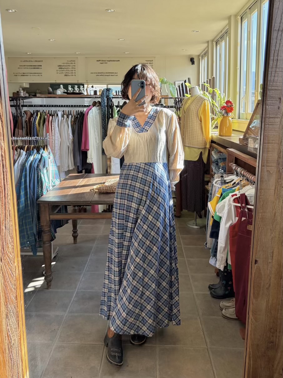 blue cotton plaid dress 6