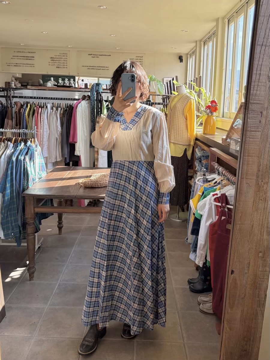 blue cotton plaid dress 7