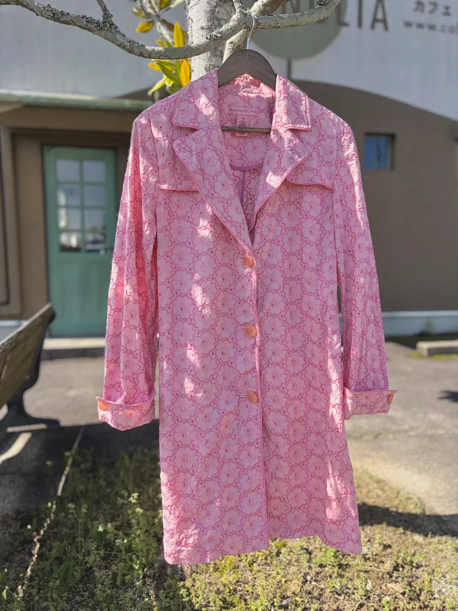 cotton 100% pink flower spring jacket