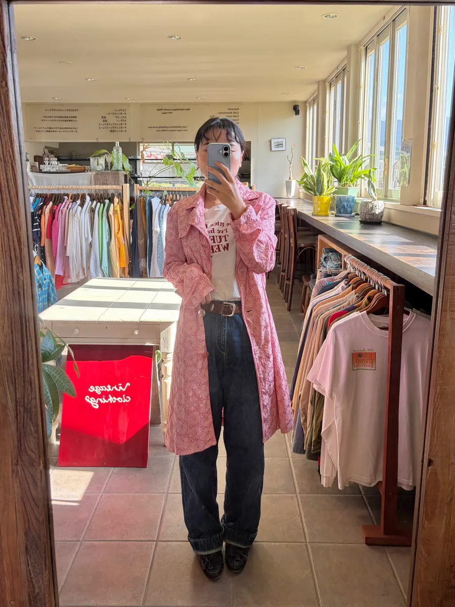 cotton 100% pink flower spring jacket 5