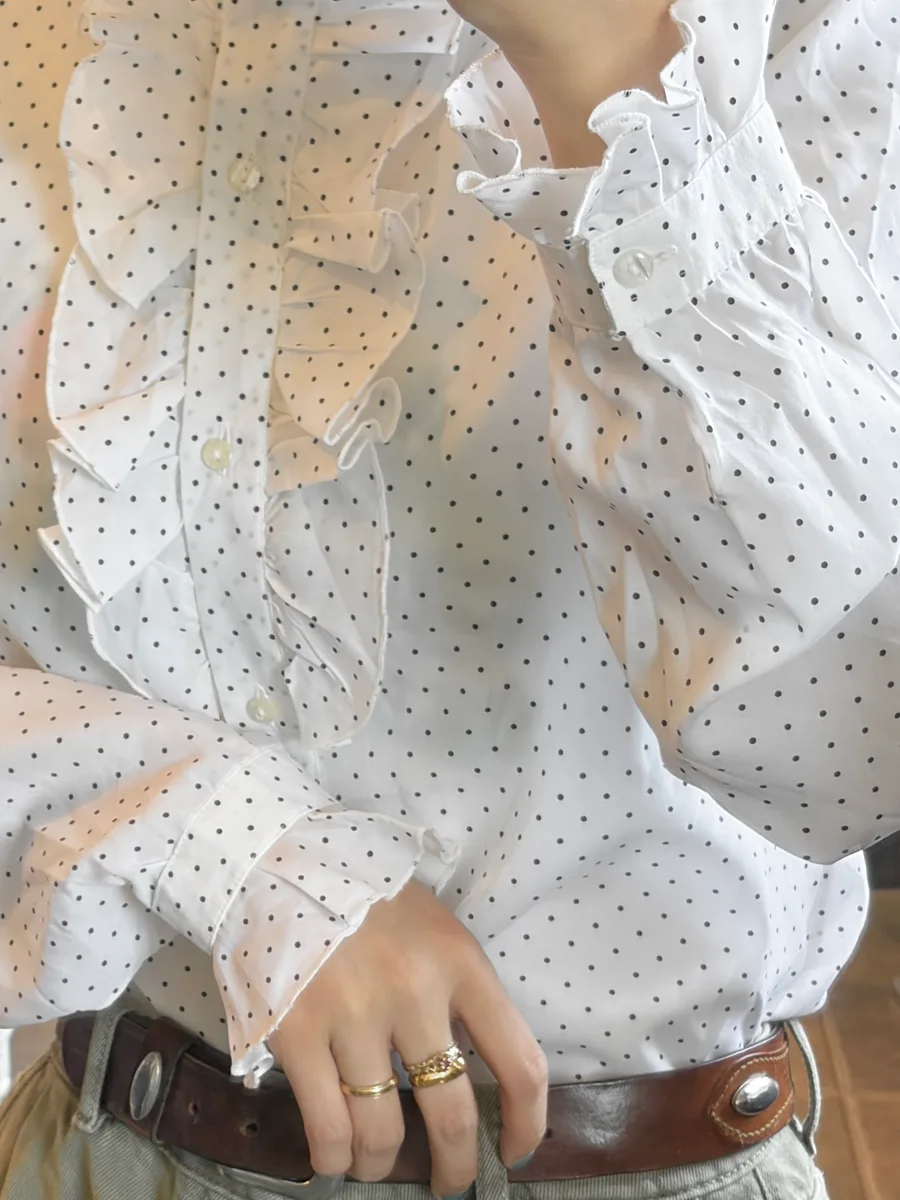 70s Italy sheer dot shirt 2