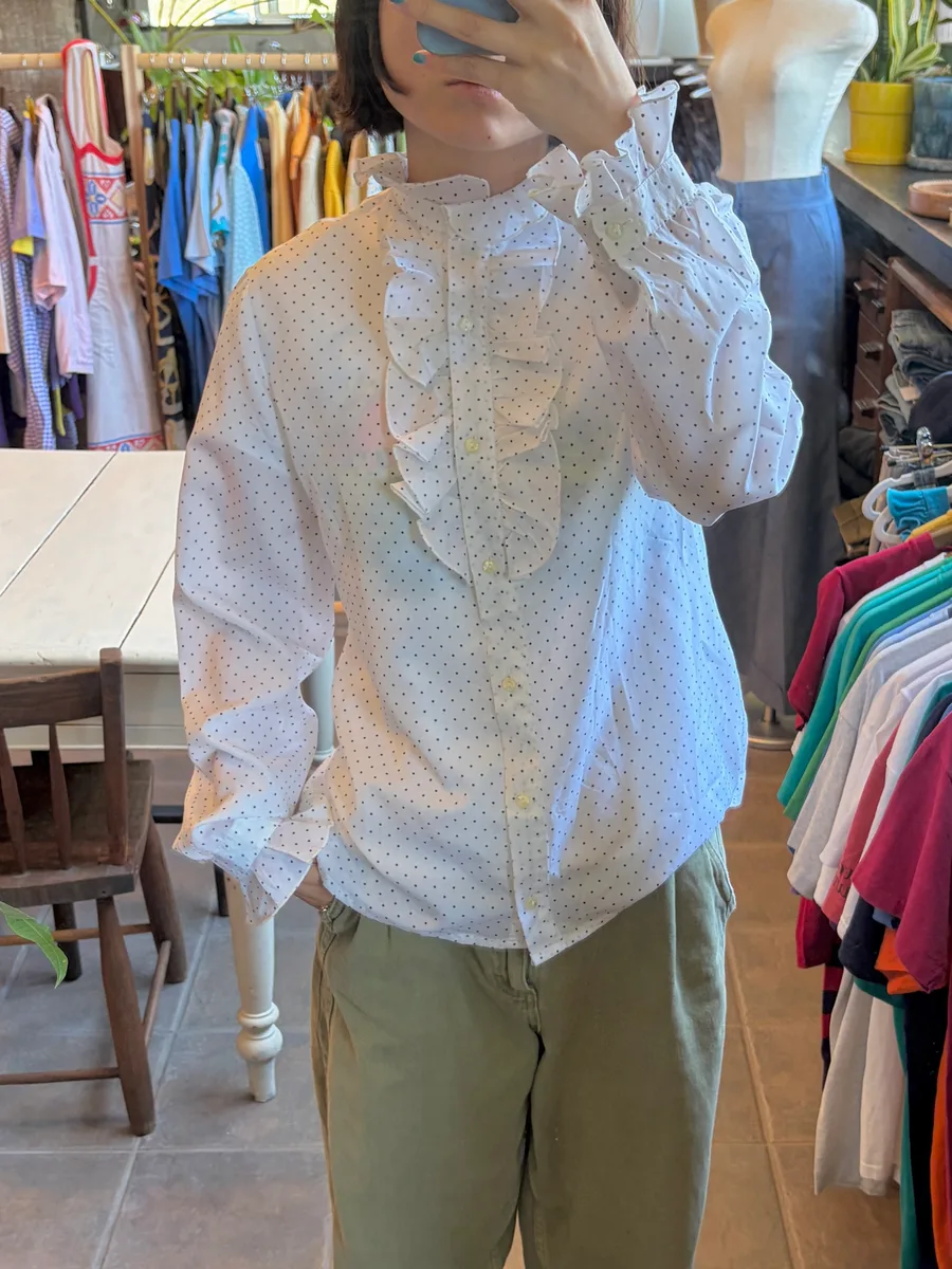 70s Italy sheer dot shirt 3