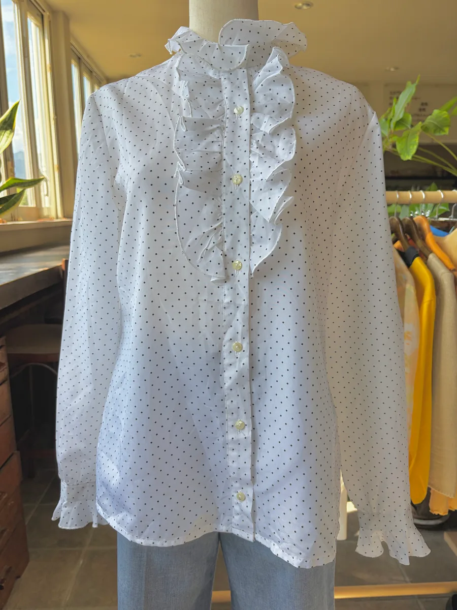 70s Italy sheer dot shirt 4