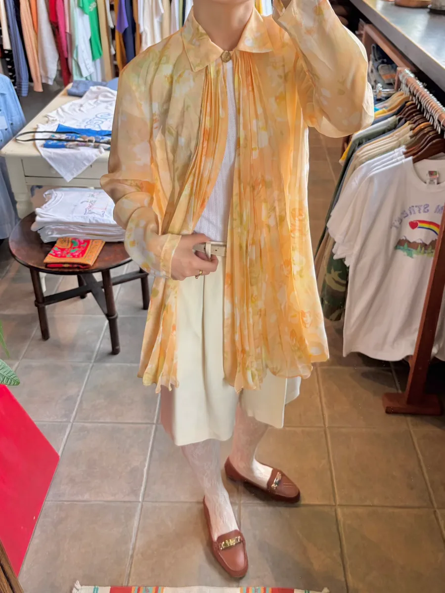 Italy orange sheer blouse 2