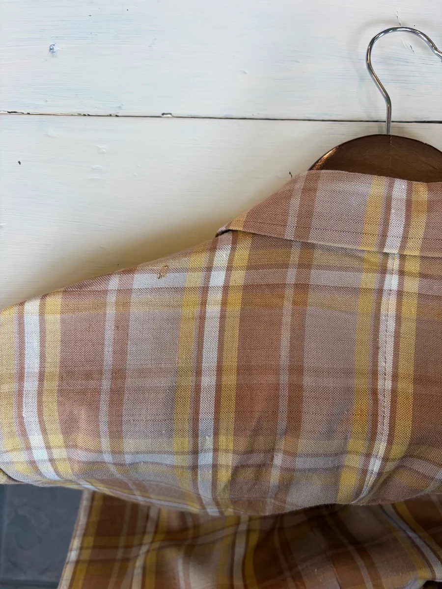 Italy vintage plaid half sleeve jct 11
