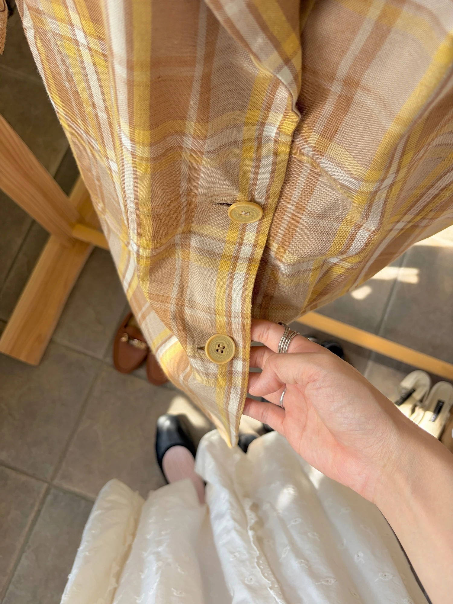 Italy vintage plaid half sleeve jct 3