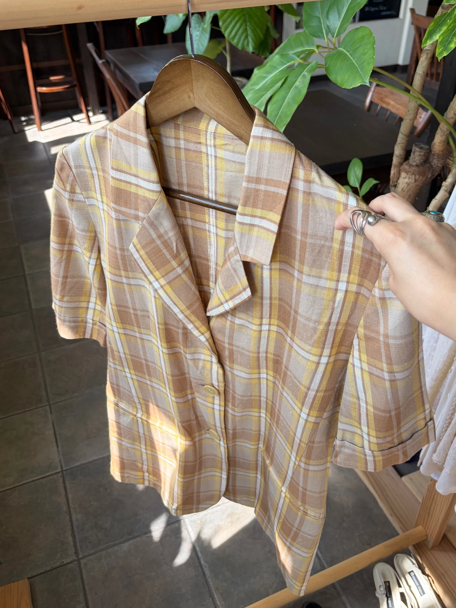 Italy vintage plaid half sleeve jct 5
