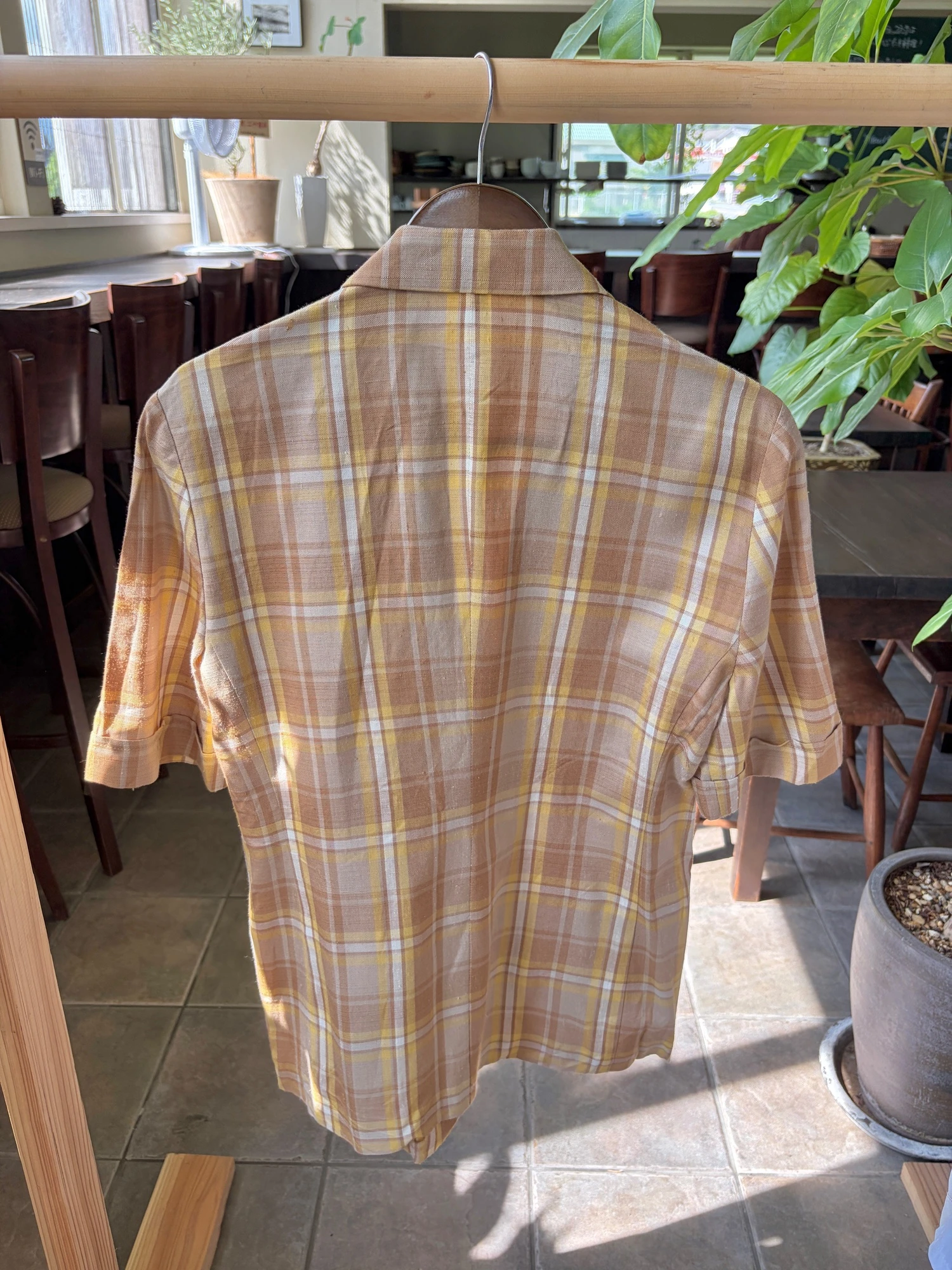 Italy vintage plaid half sleeve jct 9