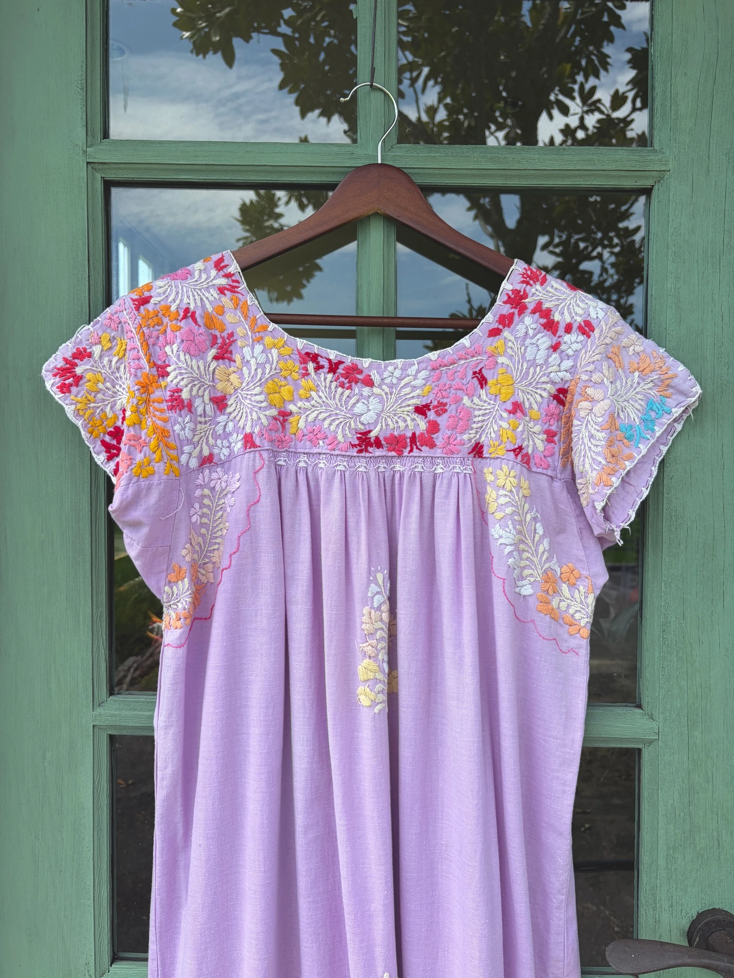 vintage mexican purple embroidery dress