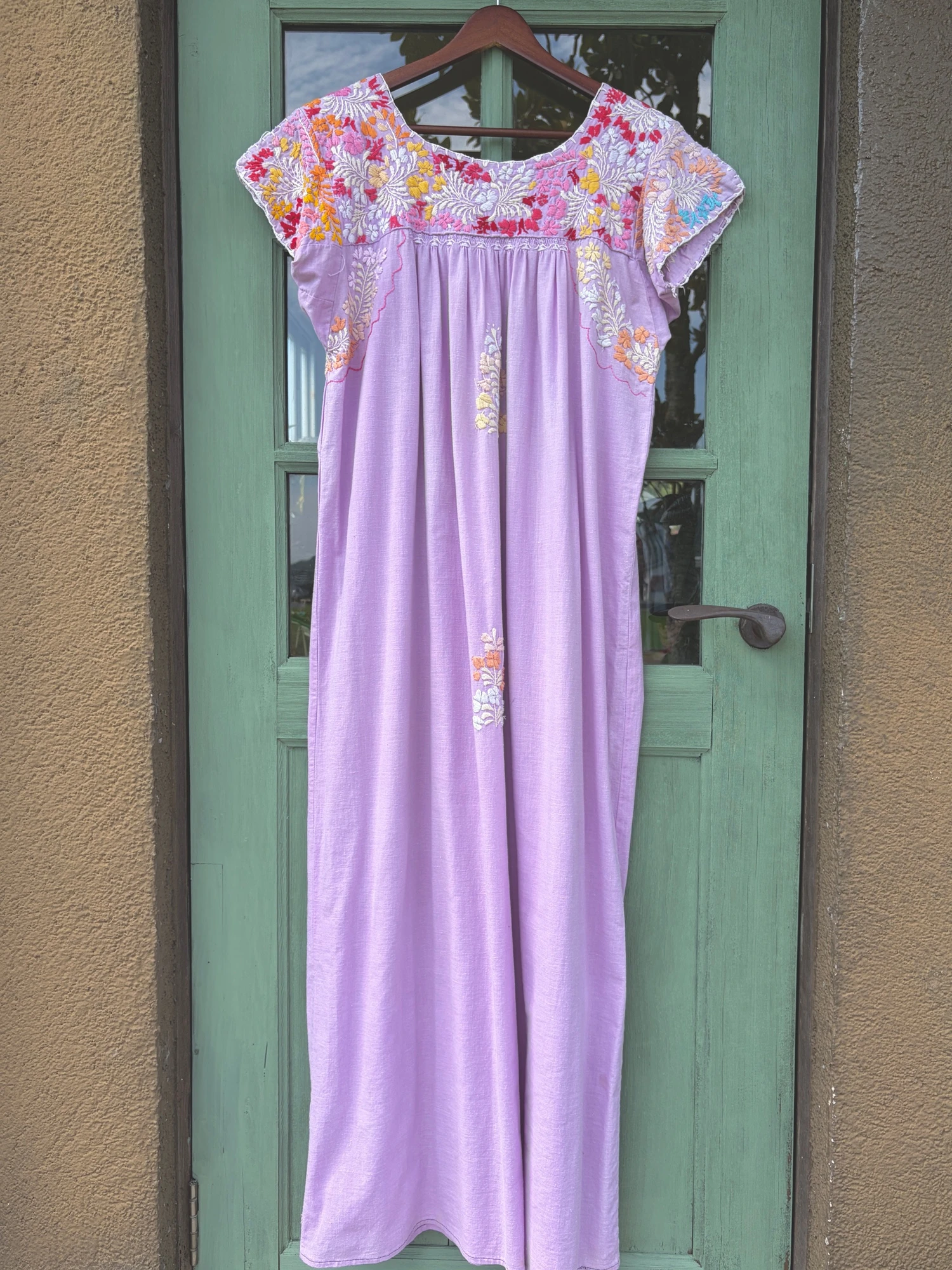 vintage mexican purple embroidery dress 4