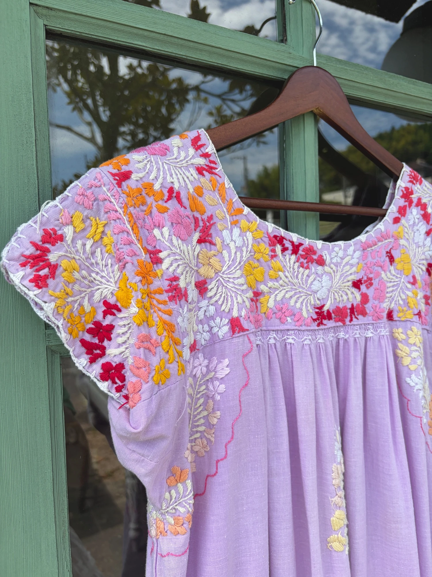 vintage mexican purple embroidery dress 5