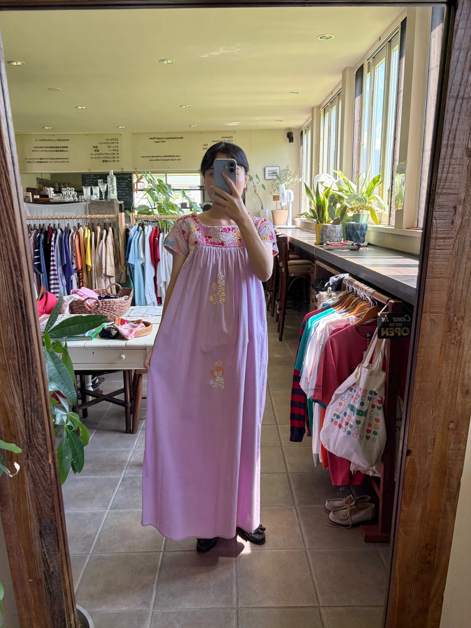 vintage mexican purple embroidery dress 6