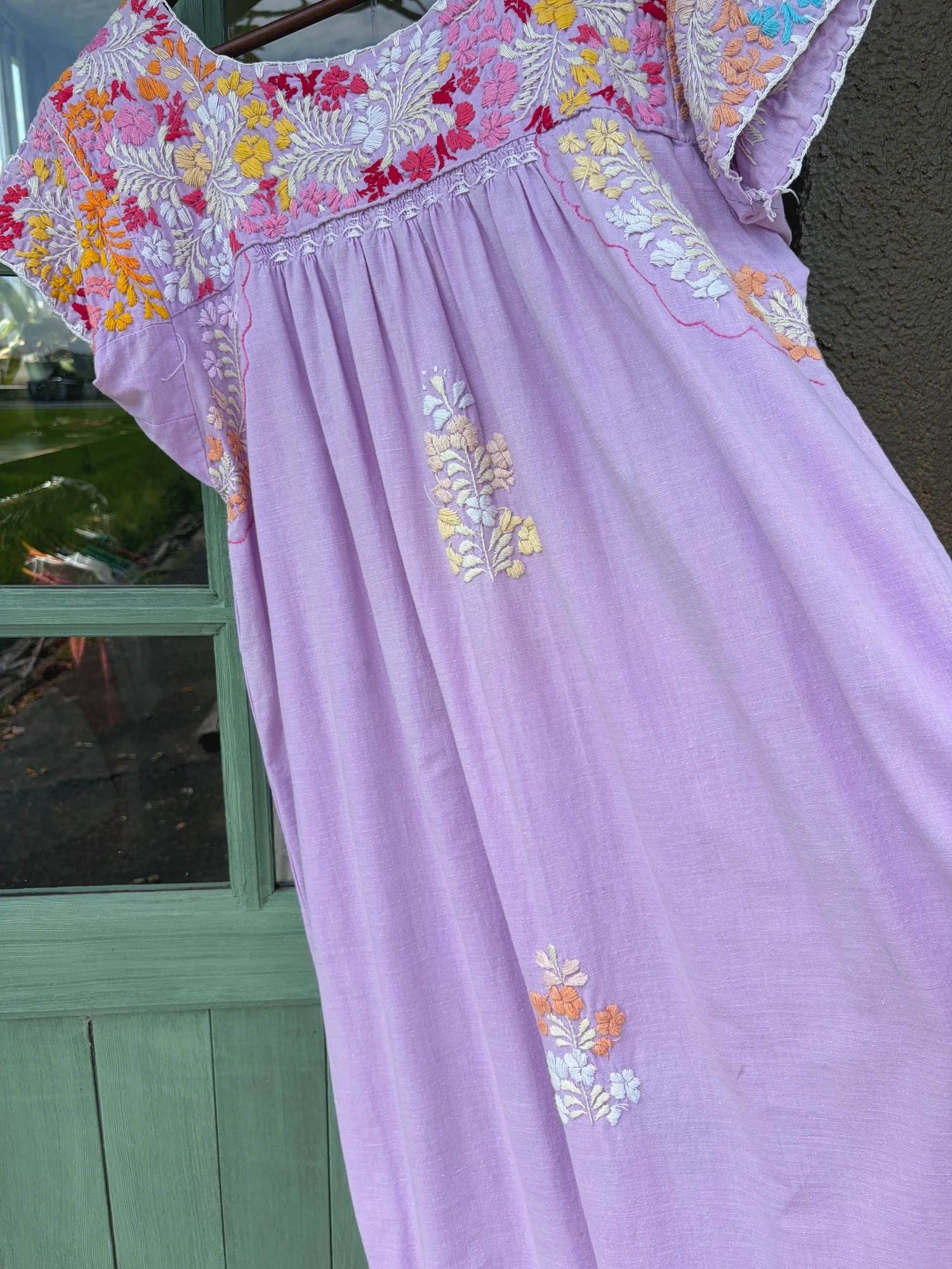 vintage mexican purple embroidery dress 8