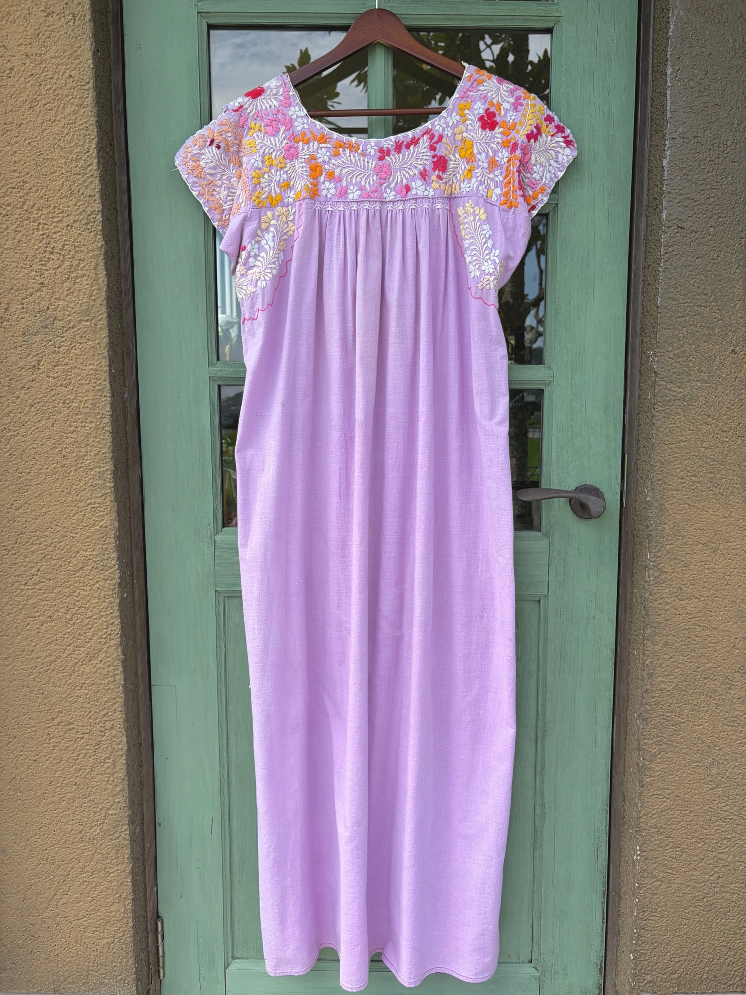 vintage mexican purple embroidery dress 7