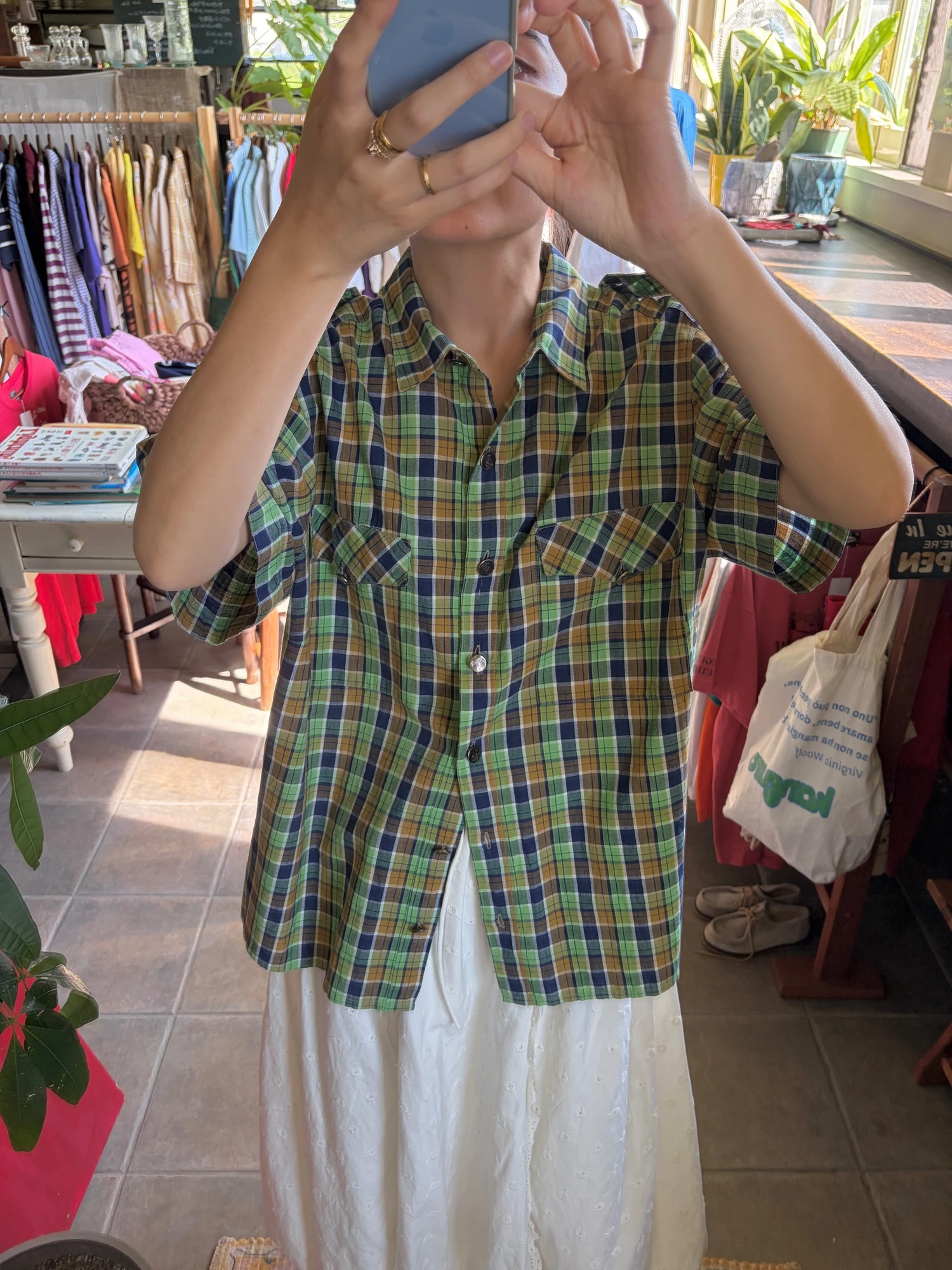 green plaid shirt 6