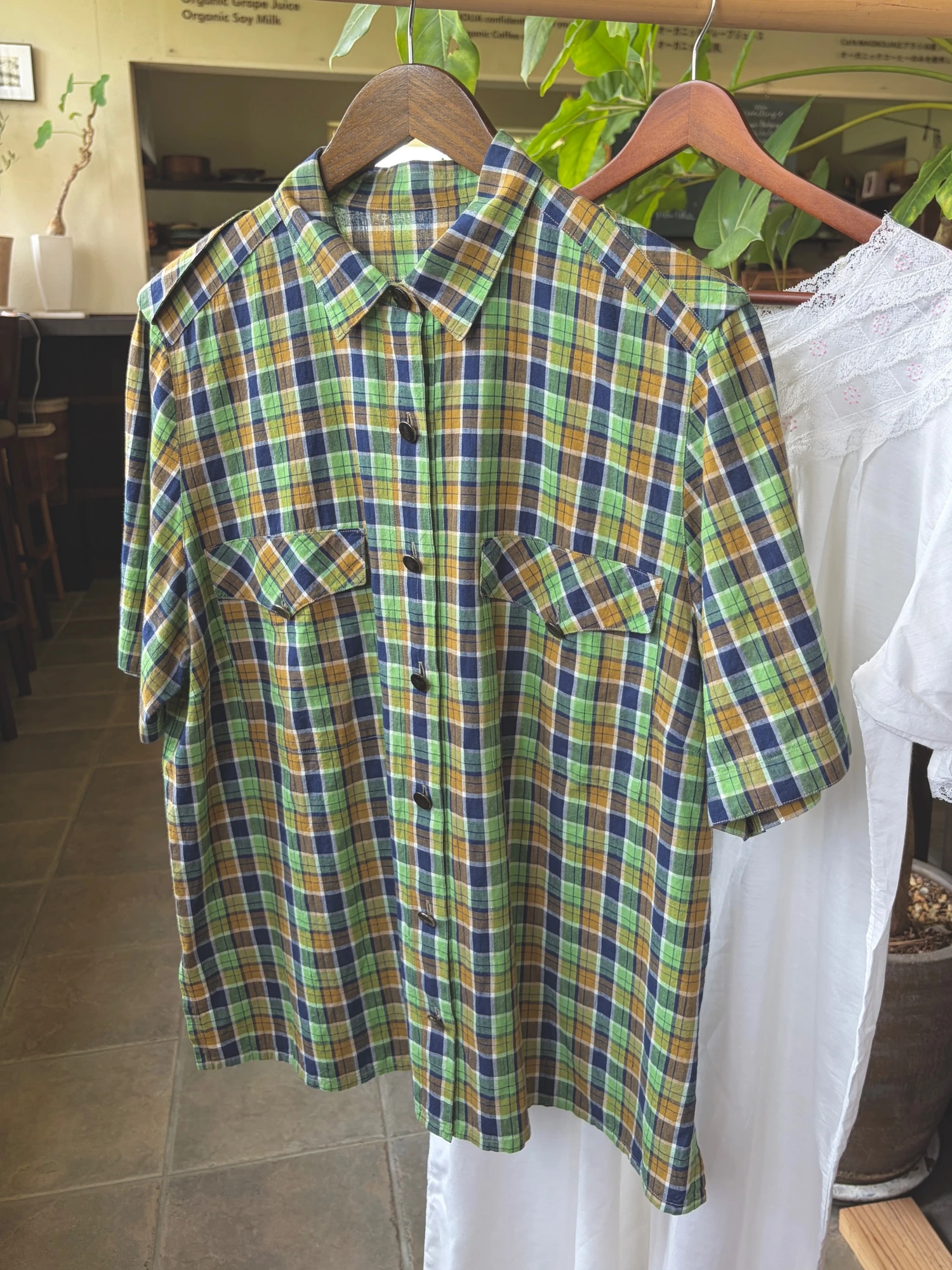 green plaid shirt 2