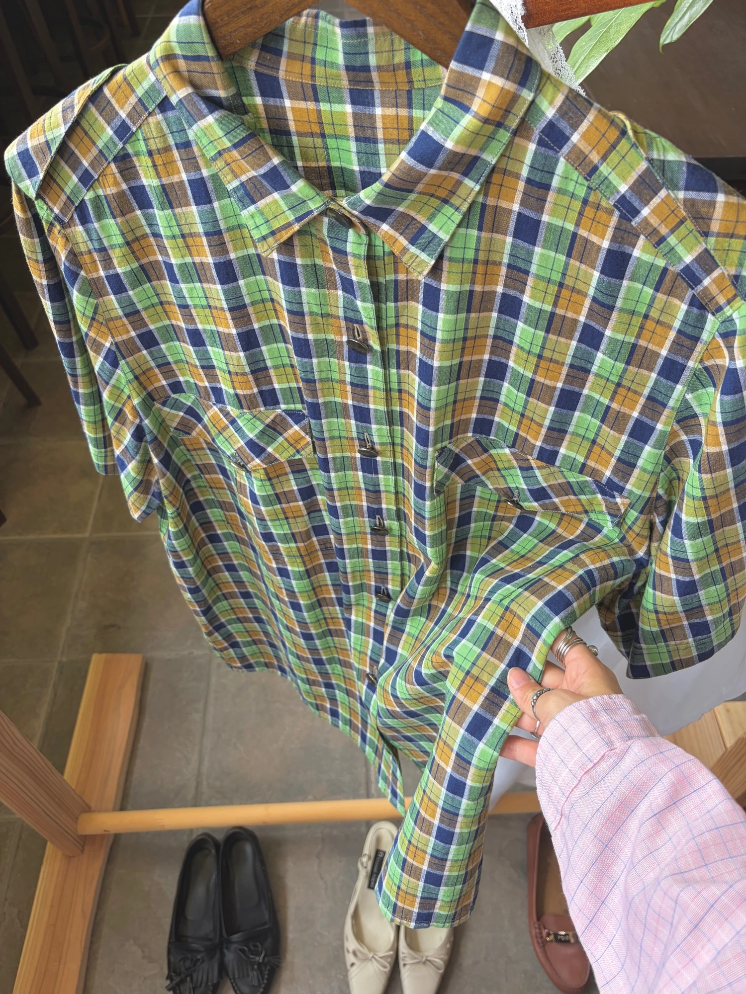 green plaid shirt 3