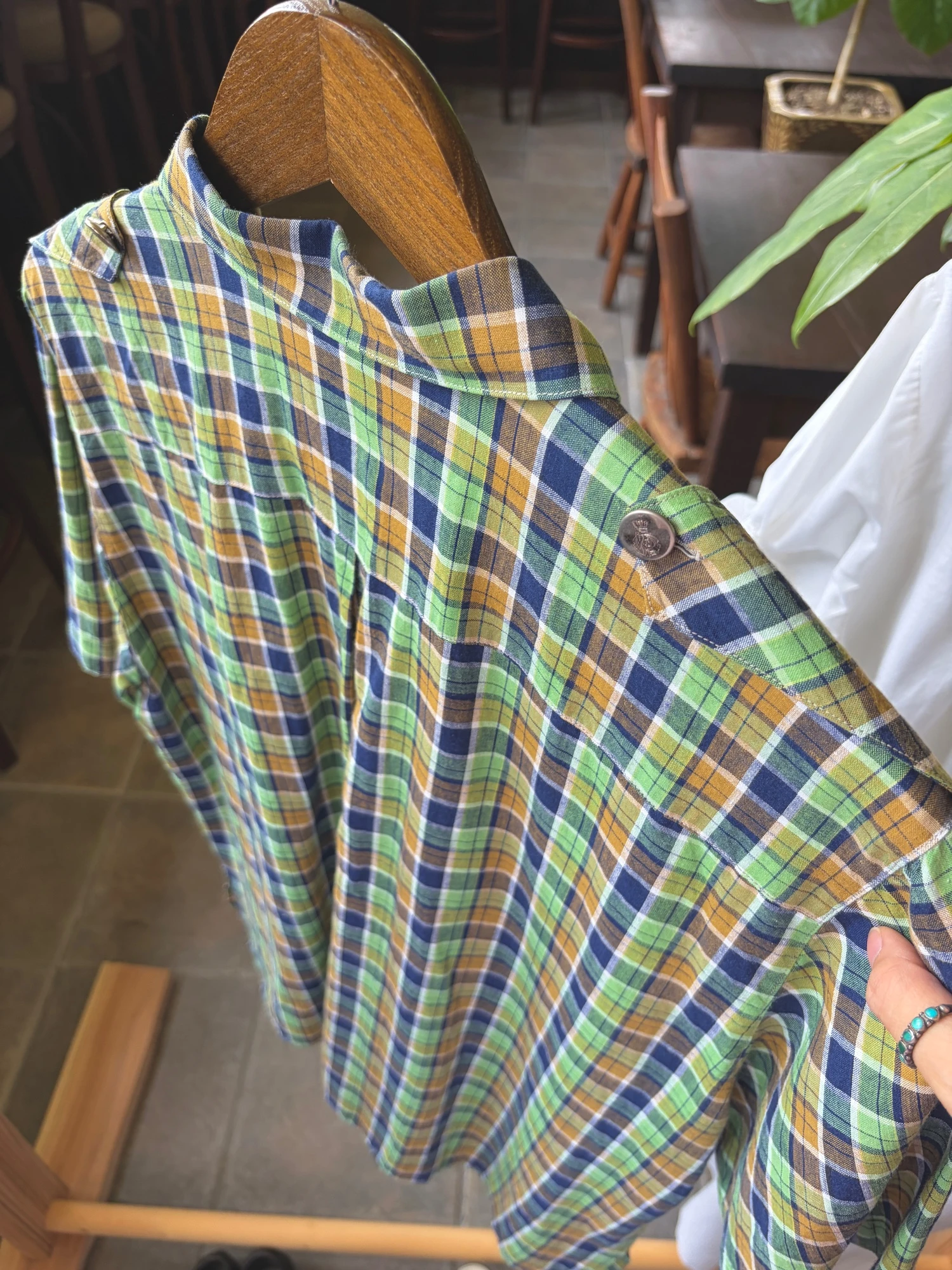 green plaid shirt 7
