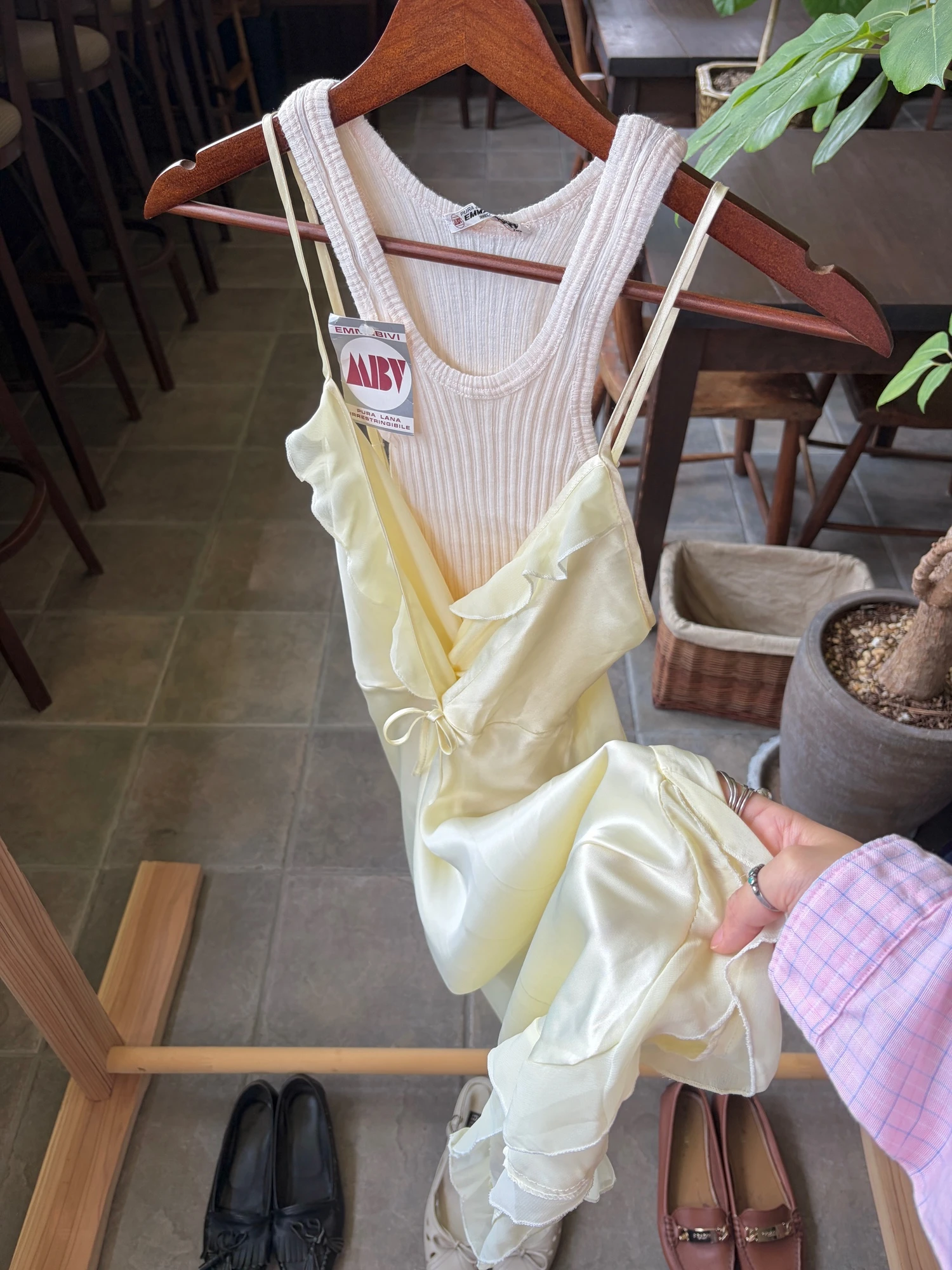 yellow silk 100% camisole dress