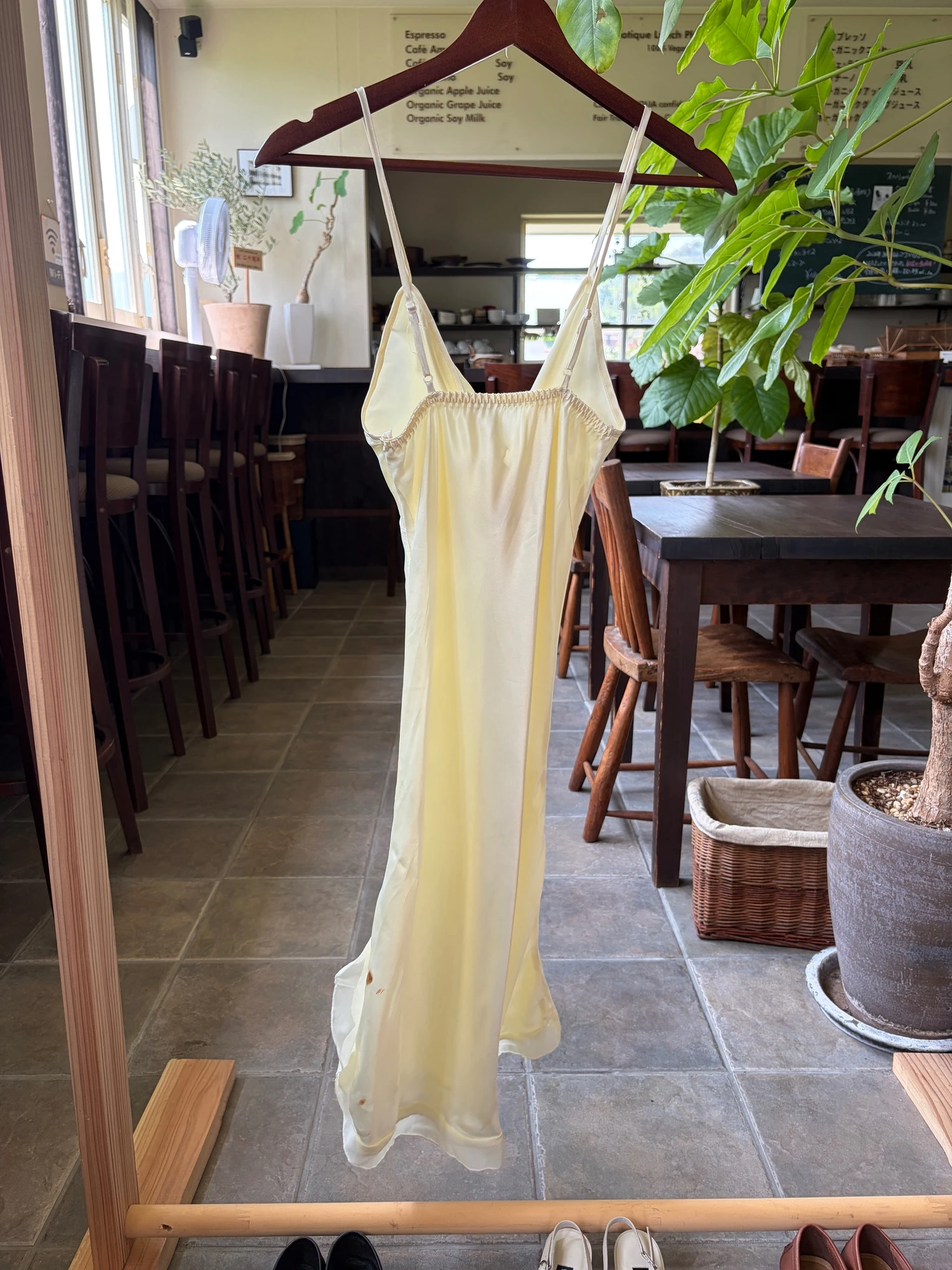 yellow silk 100% camisole dress 15