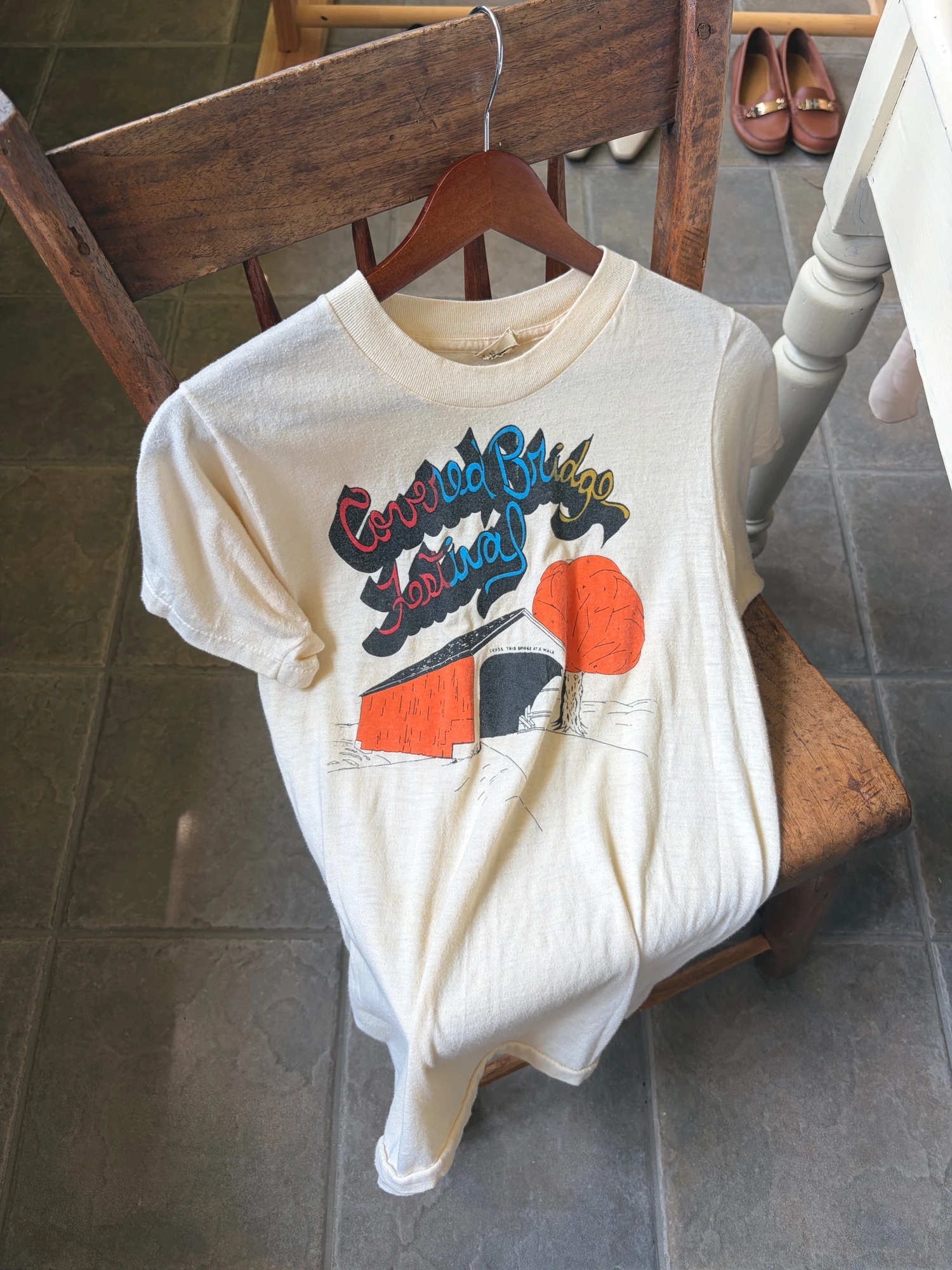 USA vintage beige print t shirt