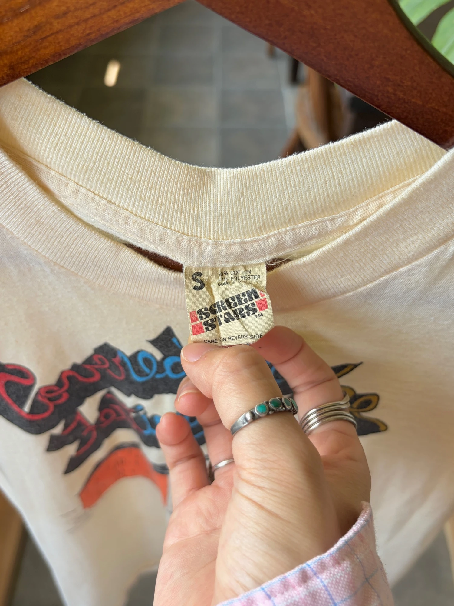 USA vintage beige print t shirt 3