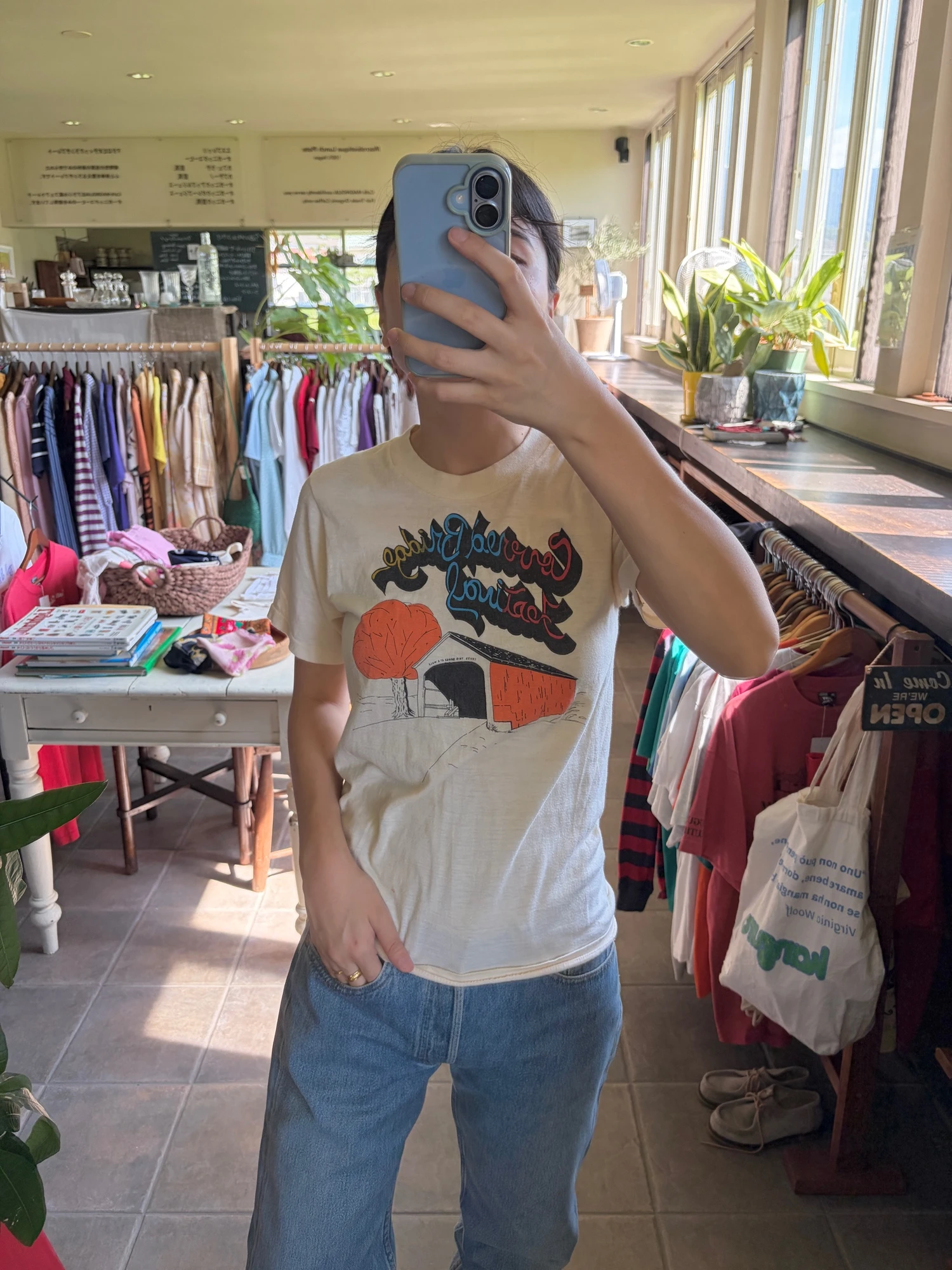USA vintage beige print t shirt 6