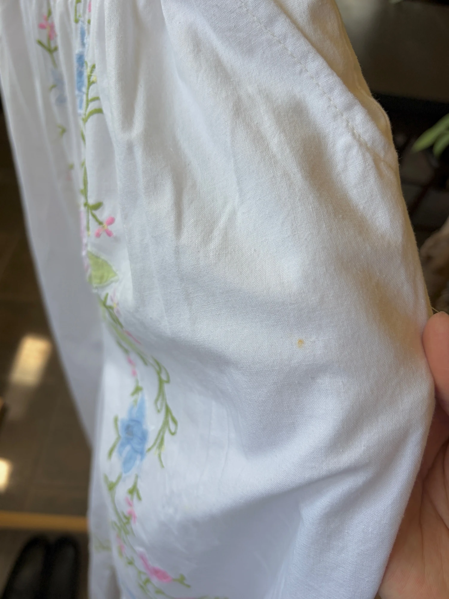 vintage flower embroidered cotton wide pants 16