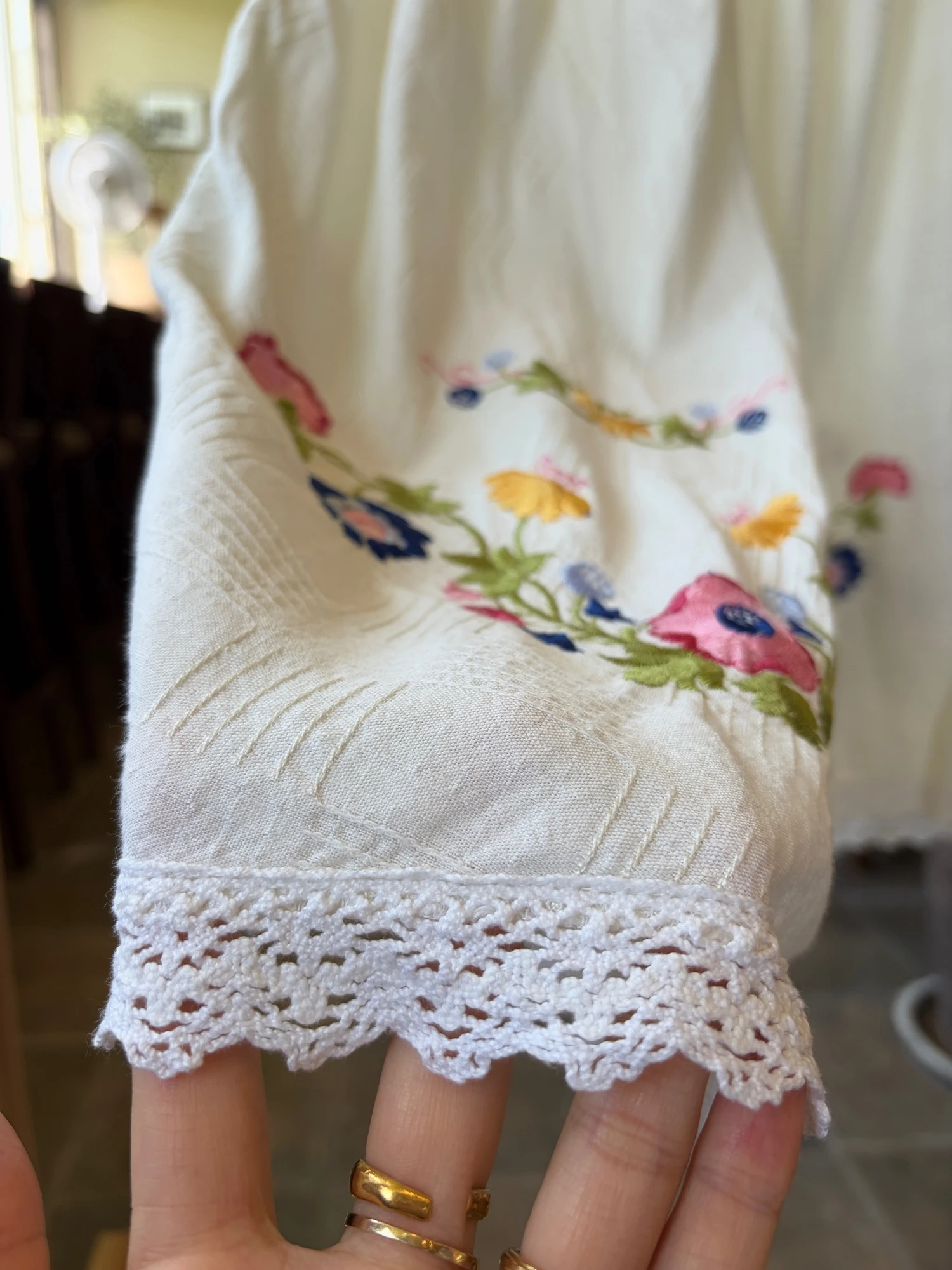 vintage flower embroidered culotte half pants 6