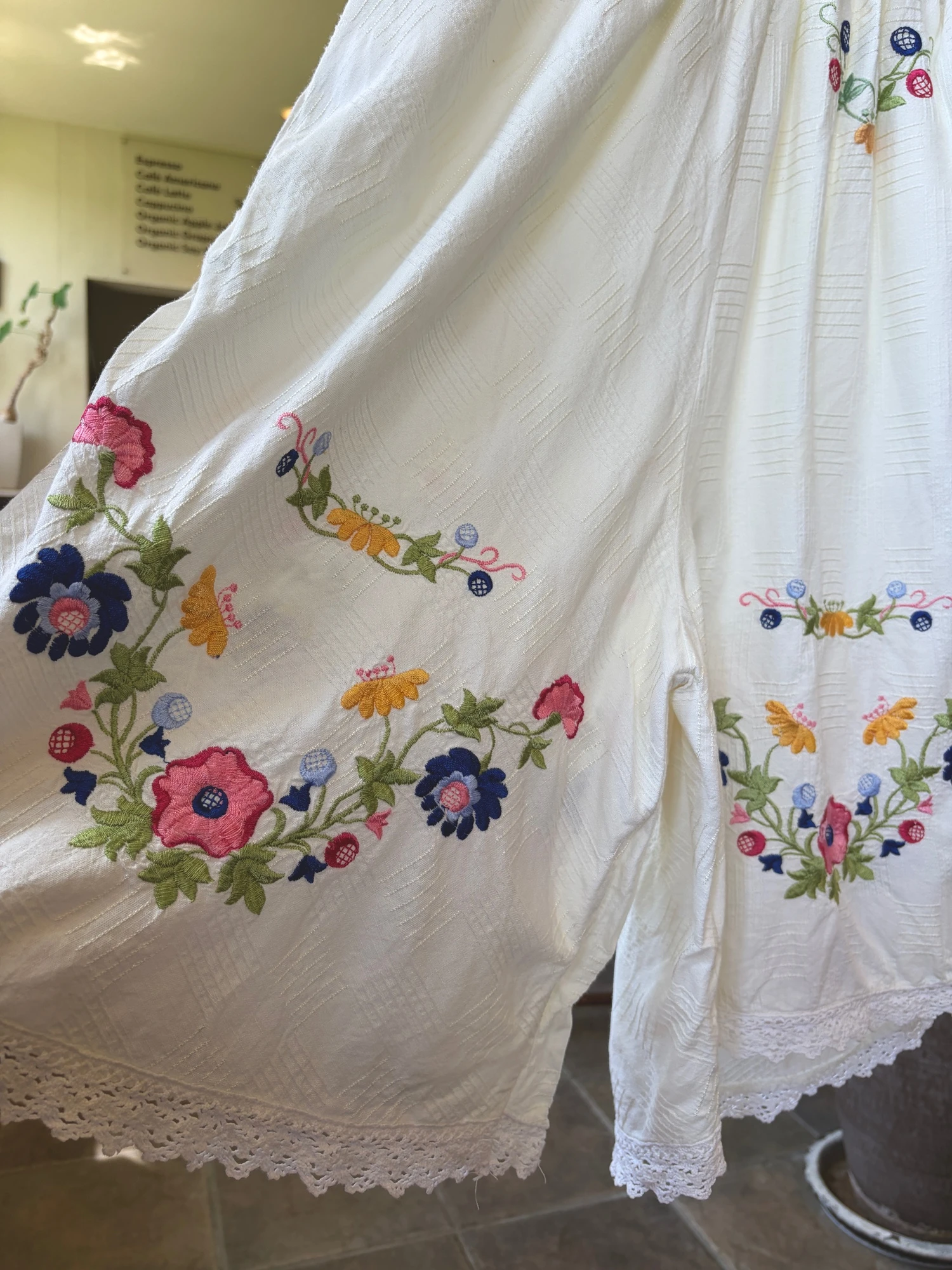 vintage flower embroidered culotte half pants 4