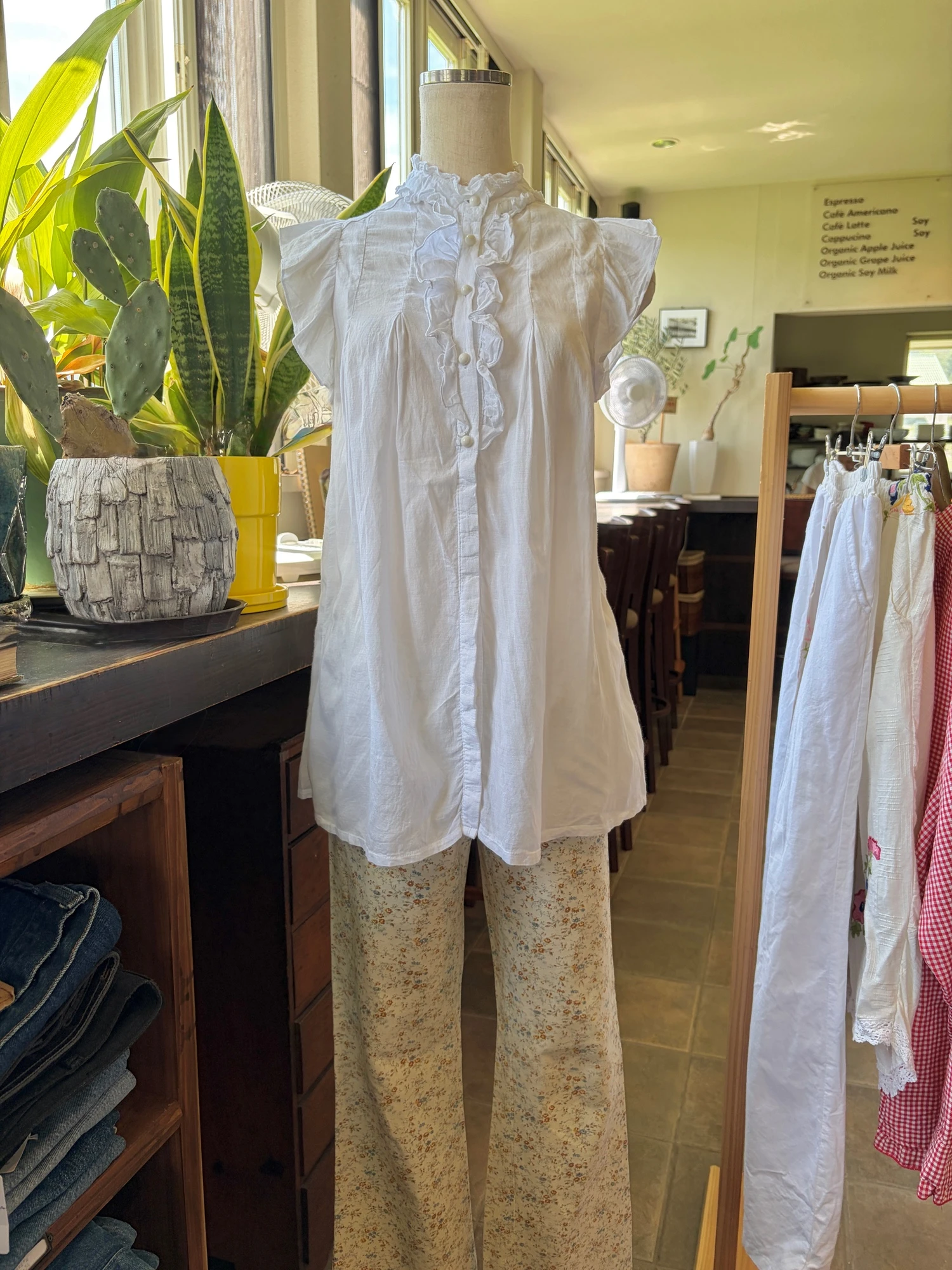 white cotton frill tops