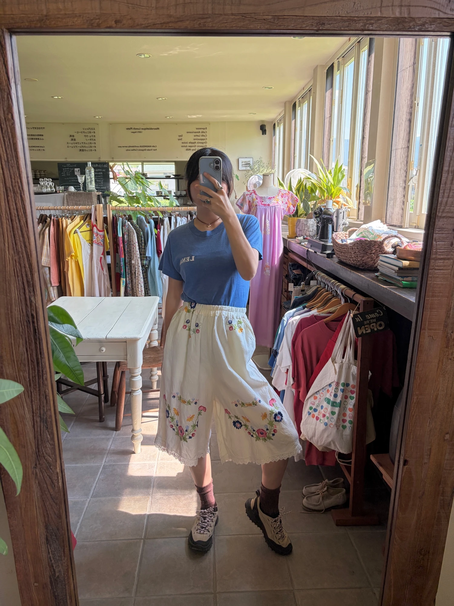 vintage flower embroidered culotte half pants 9