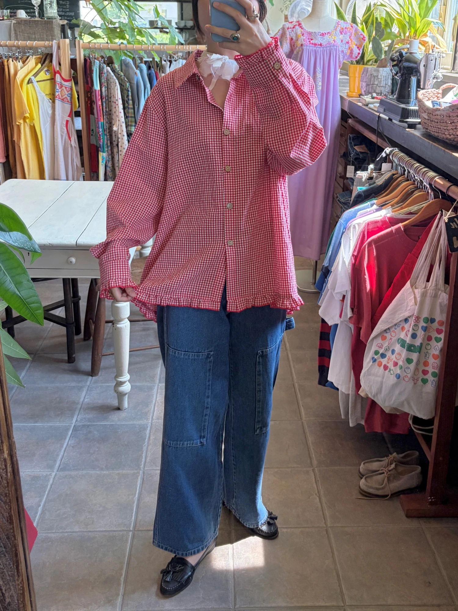 red frill plaid shirt 9