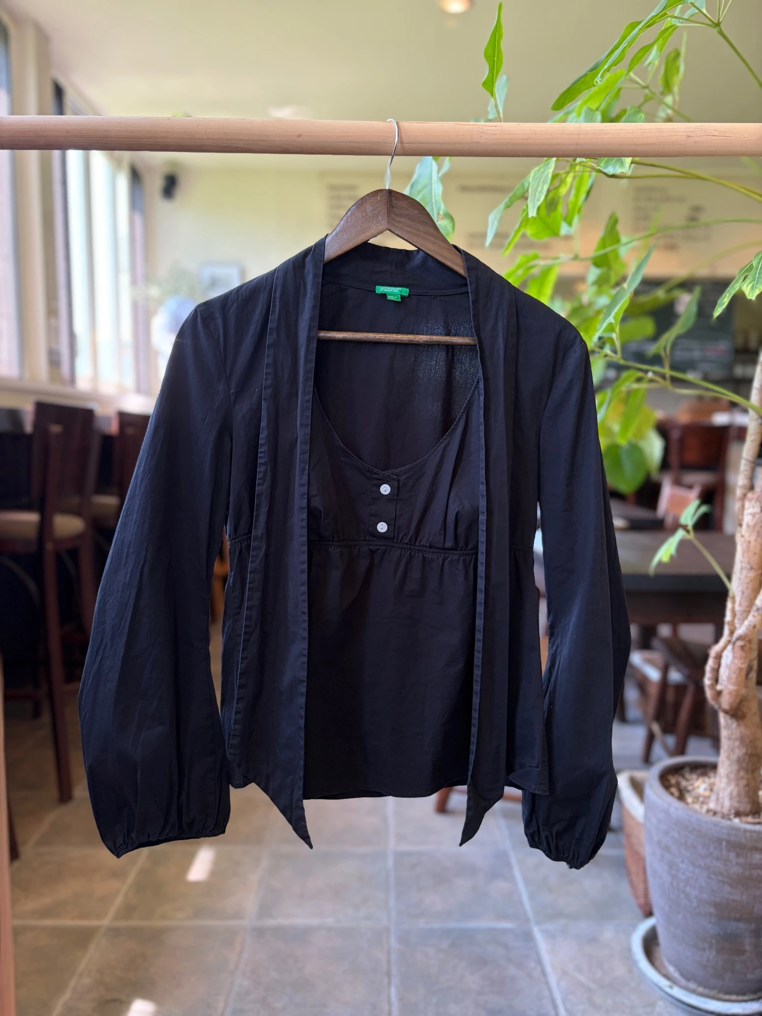 Benetton black tie blouse 3