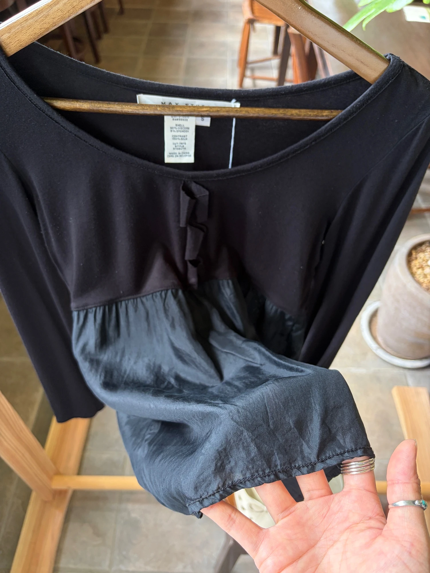 black silk long sleeve tops 5