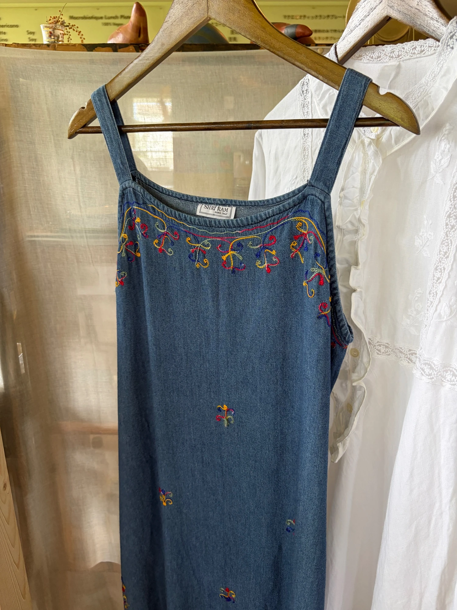 embroidered denim dress