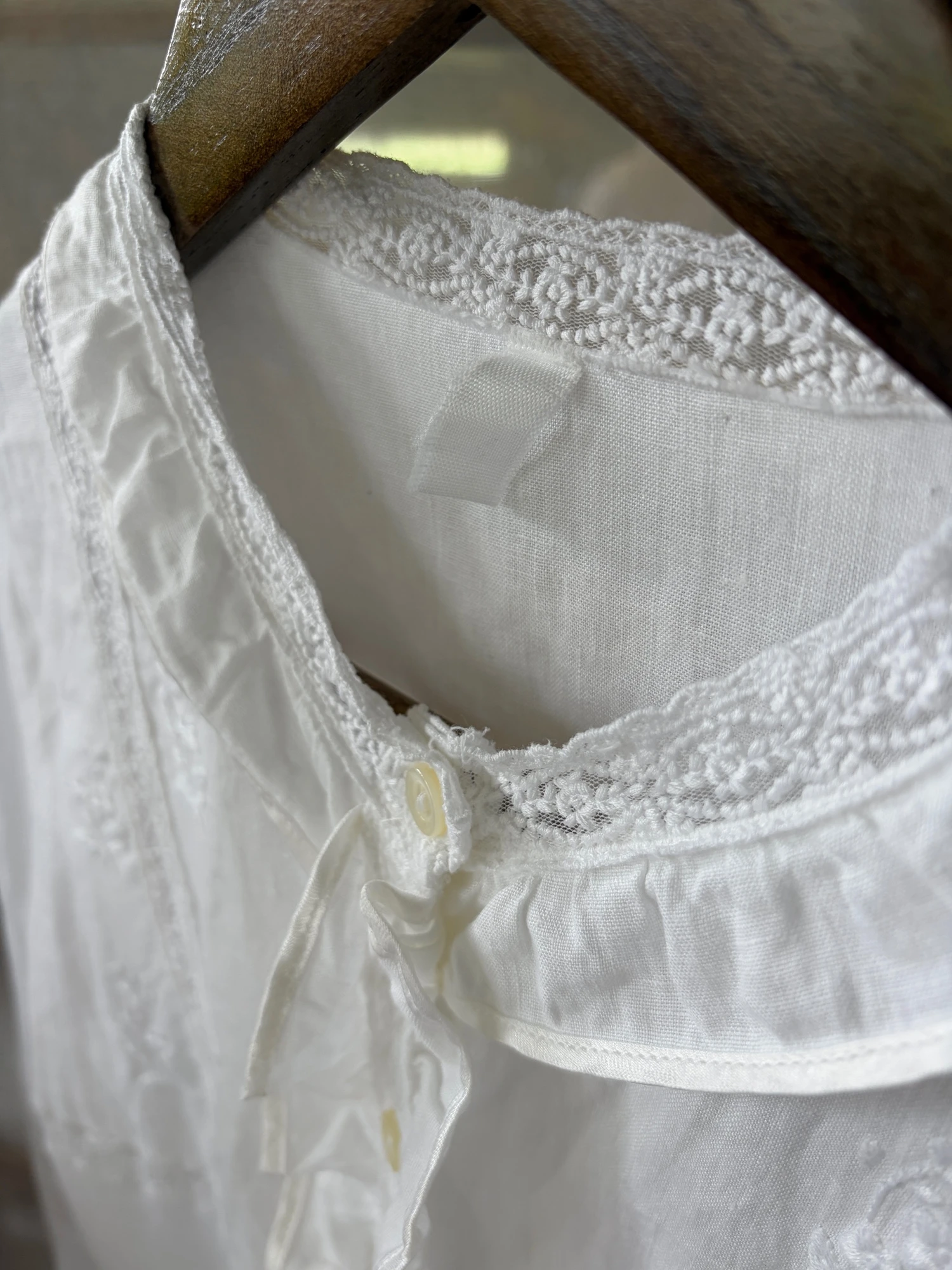 vintage white linen long sleeve dress 9