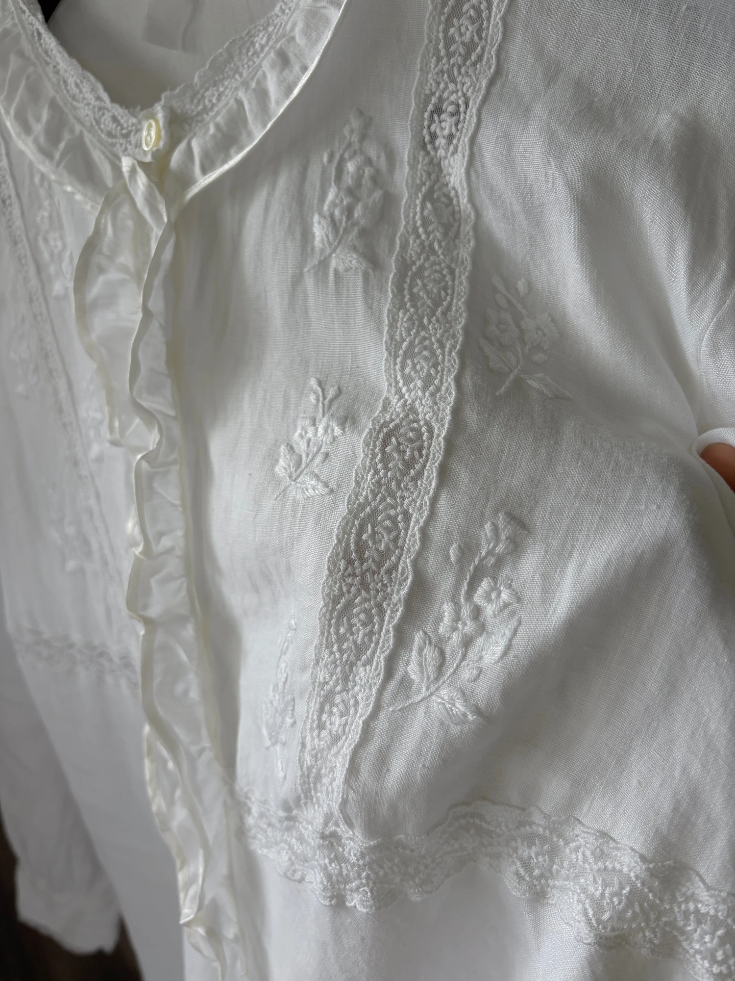 vintage white linen long sleeve dress 6