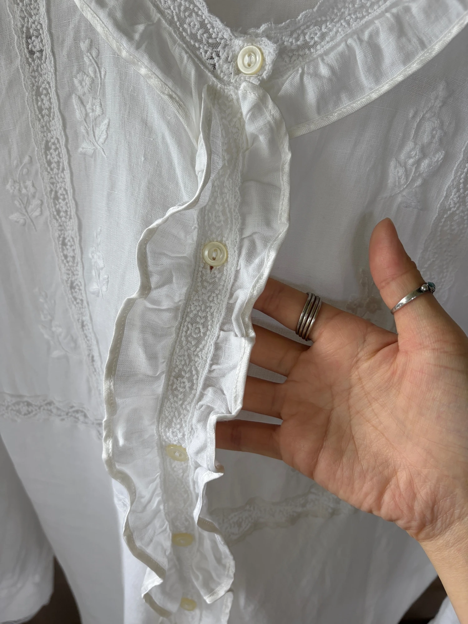 vintage white linen long sleeve dress 10