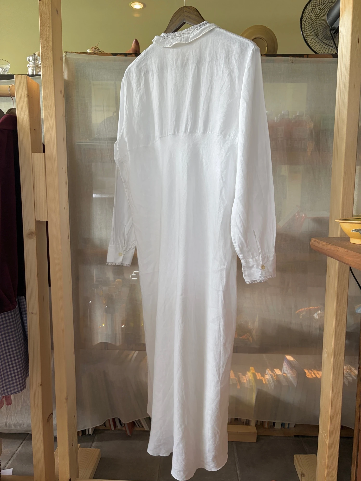 vintage white linen long sleeve dress 14