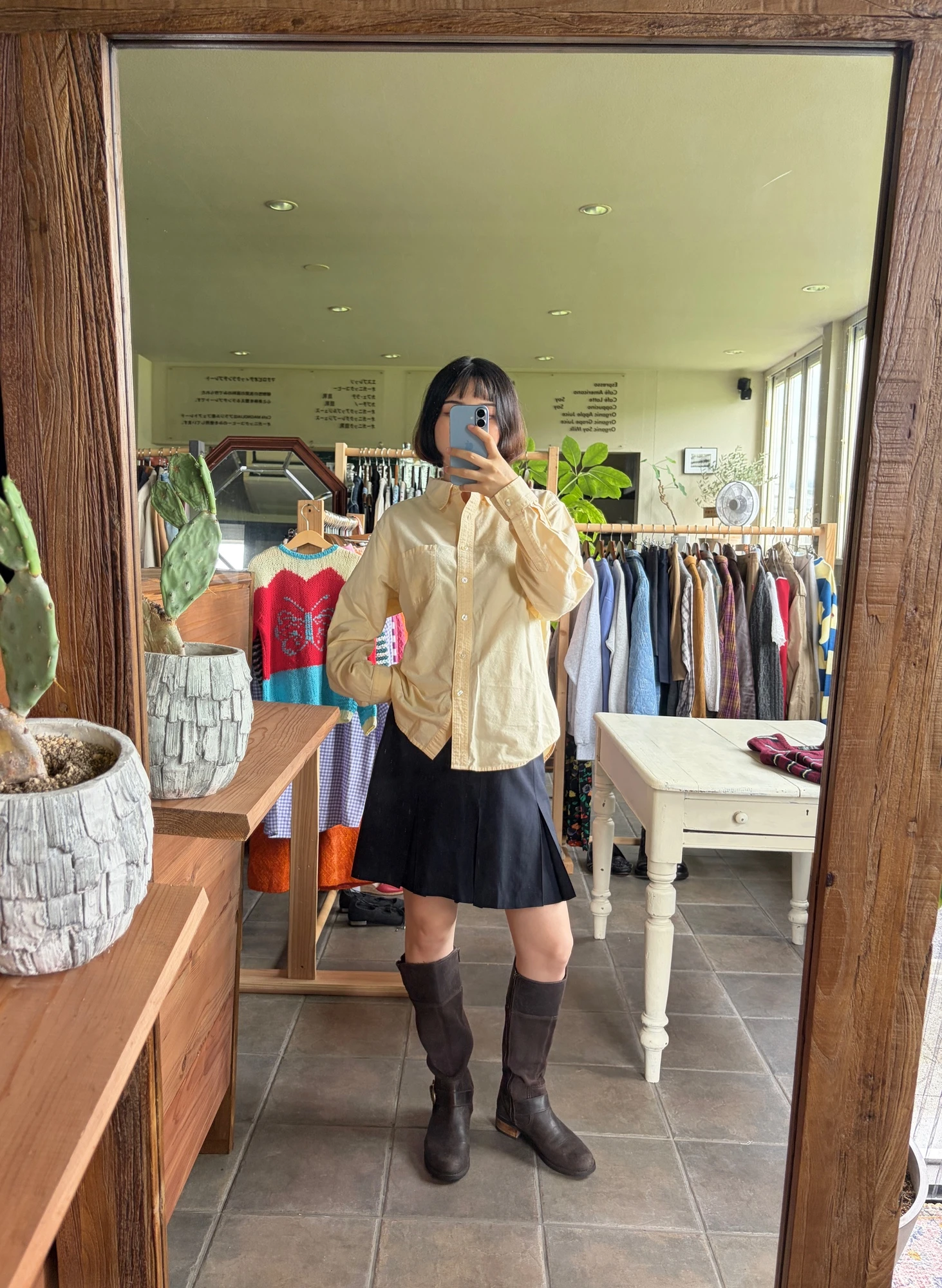 lightyellow cotton long sleeve shirt 3