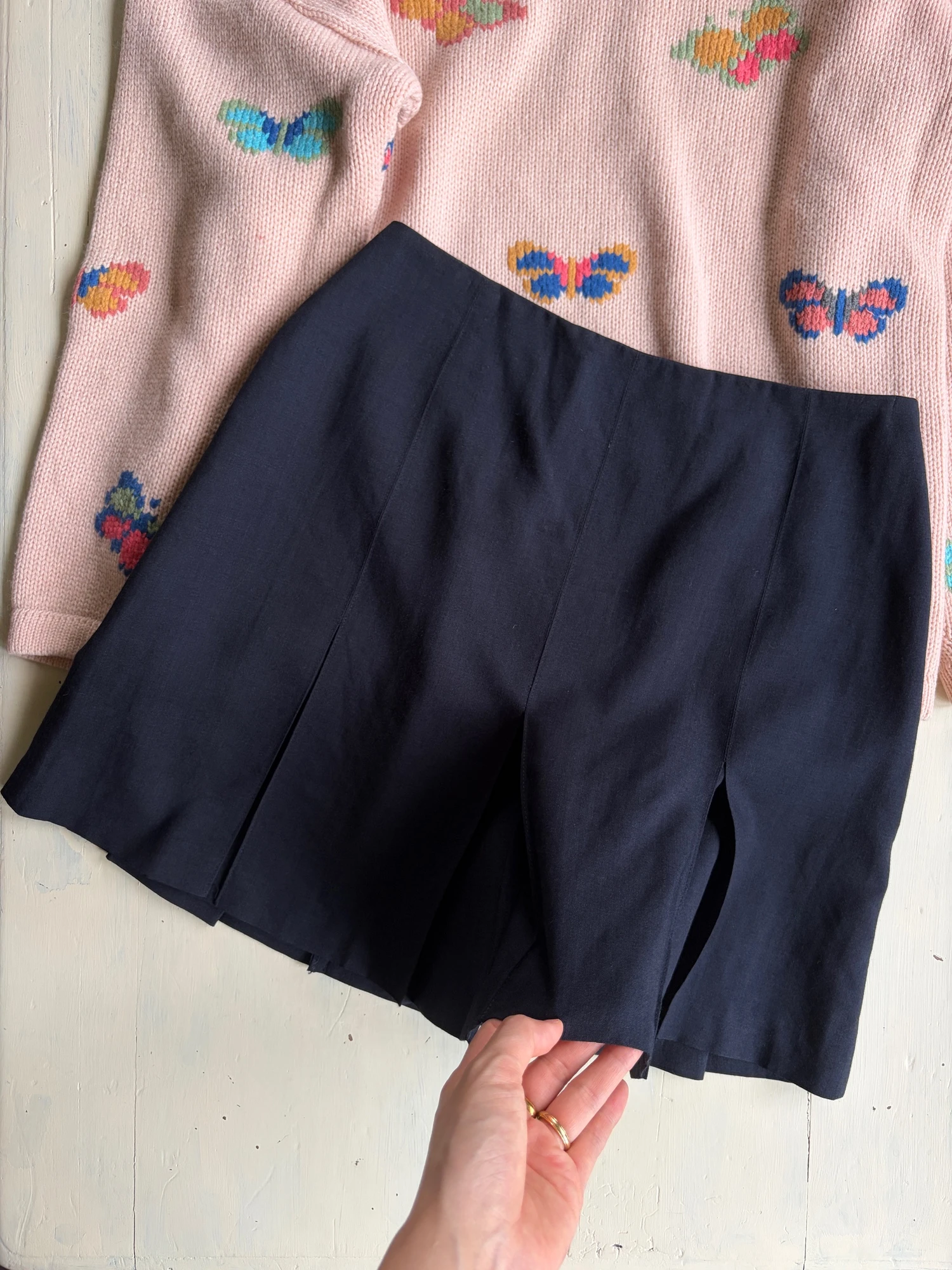 made in Italy pleats wool skirt