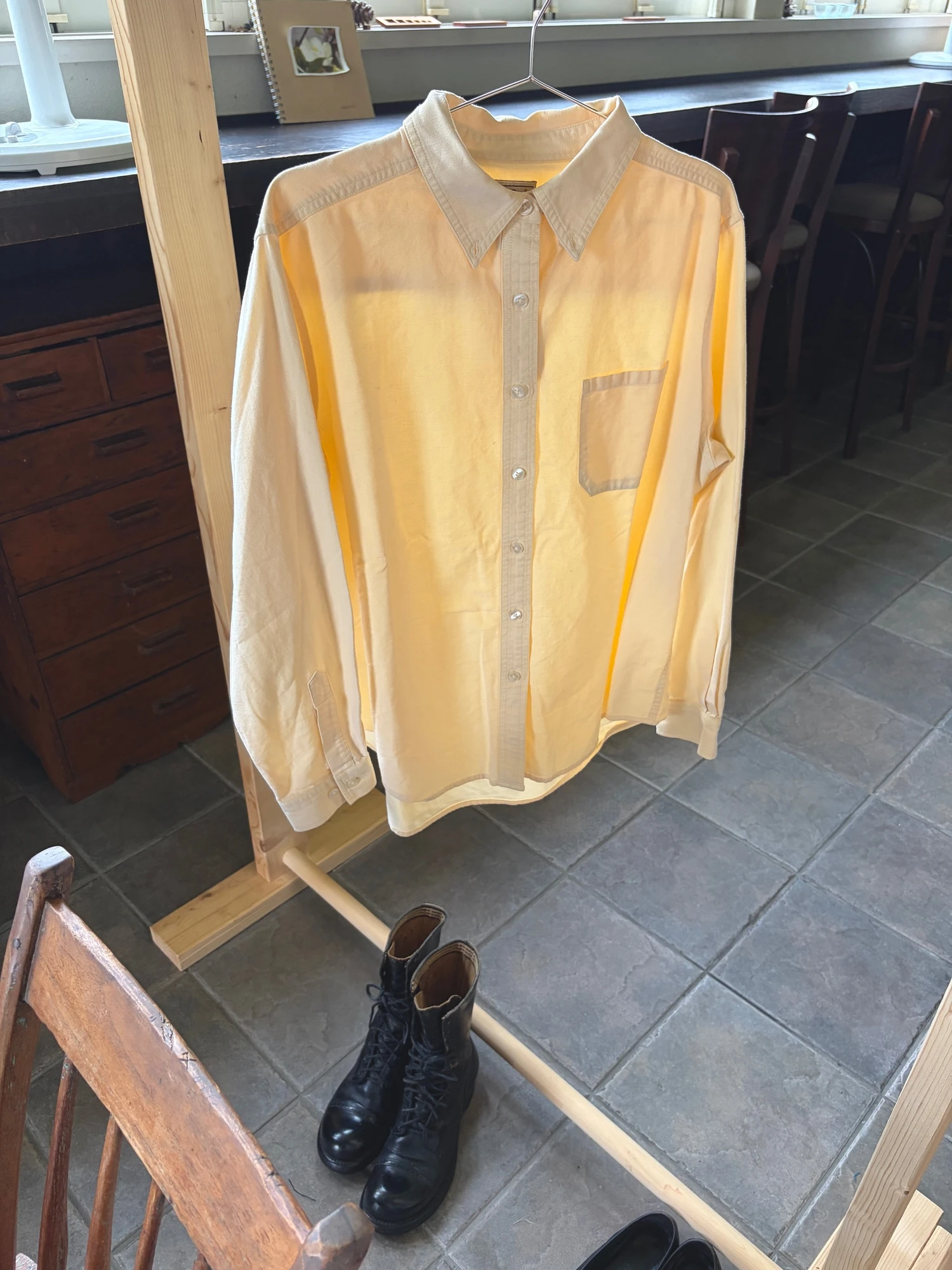 lightyellow cotton long sleeve shirt 2