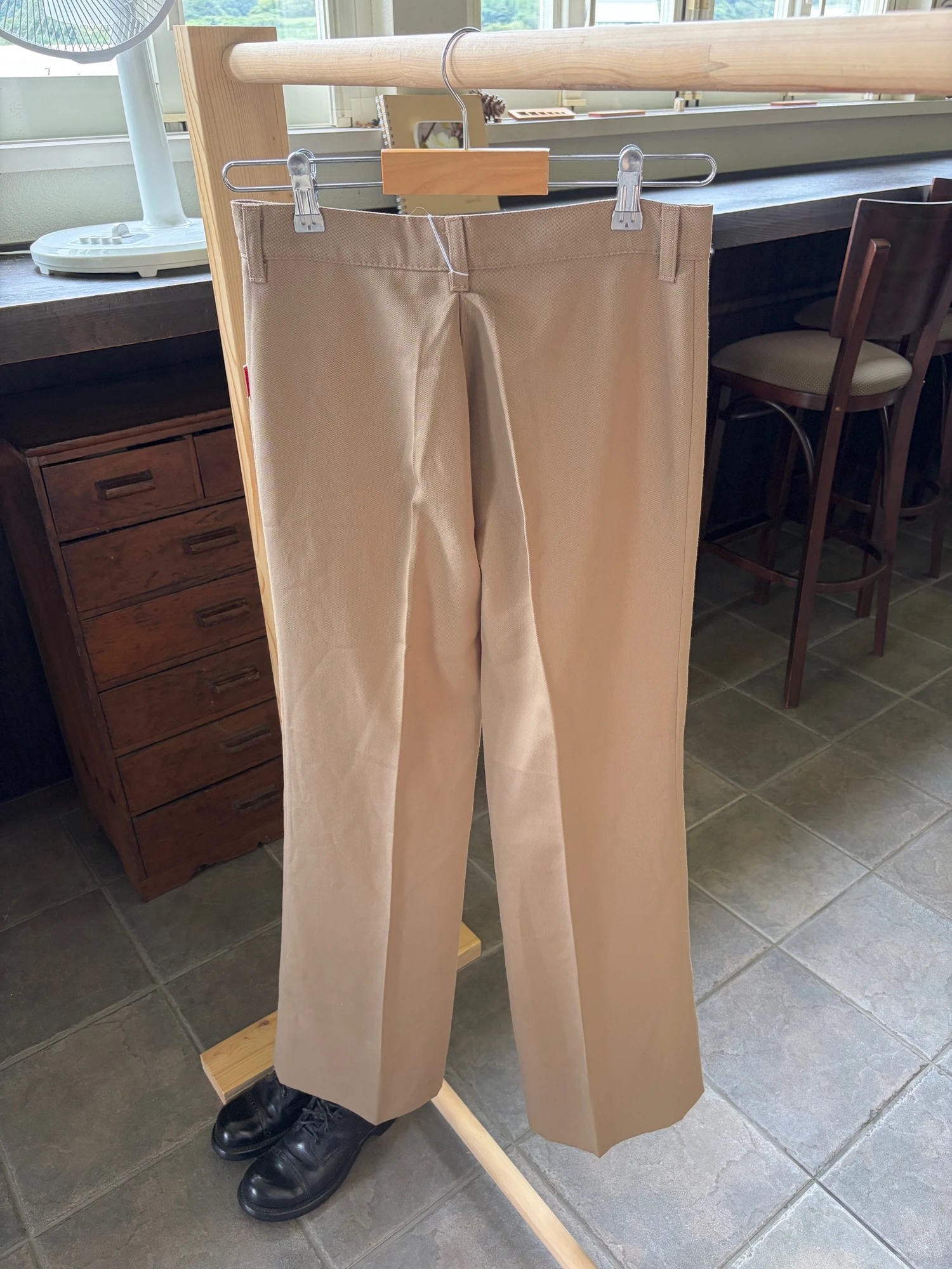 beige flared trousers 10