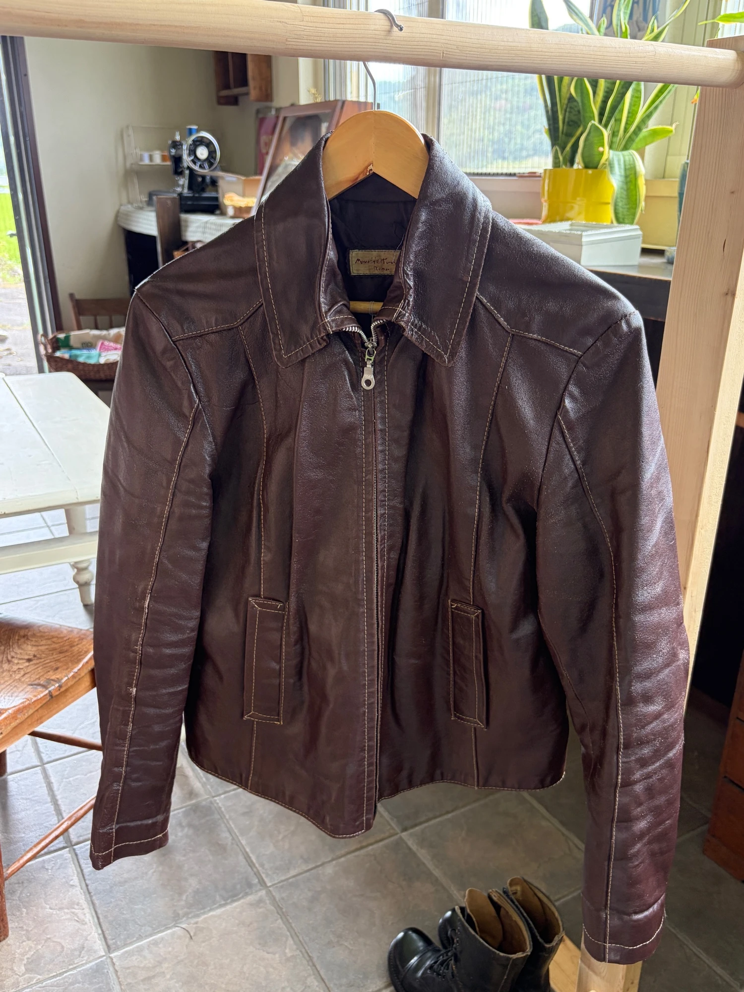 made in Italy burgundy real leather jacket 10