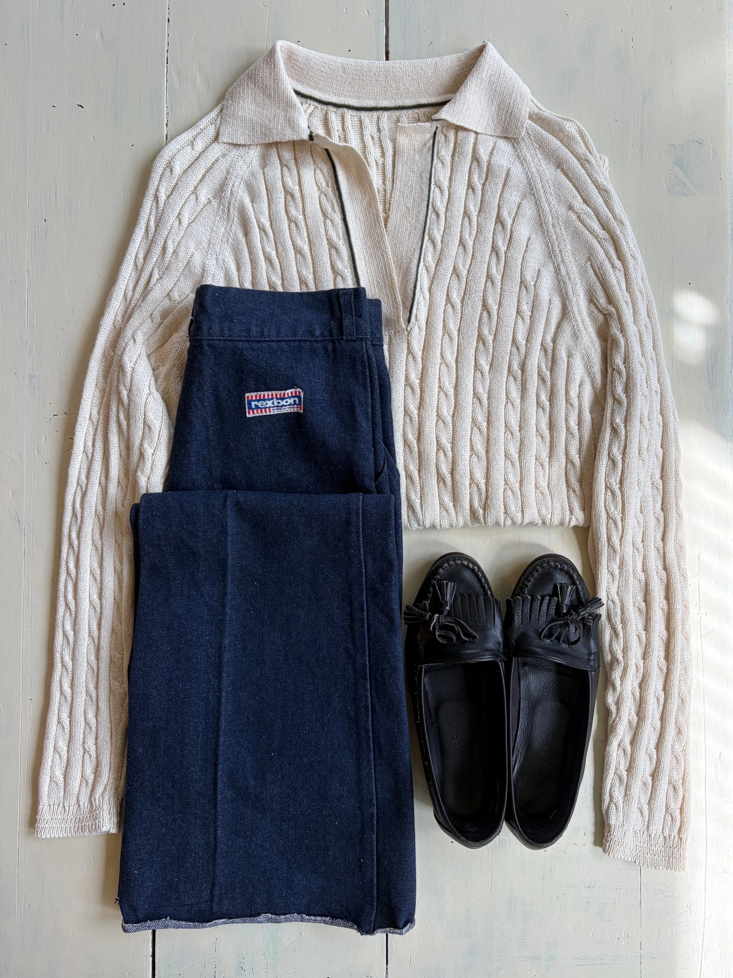 cream white cableknit light sweater