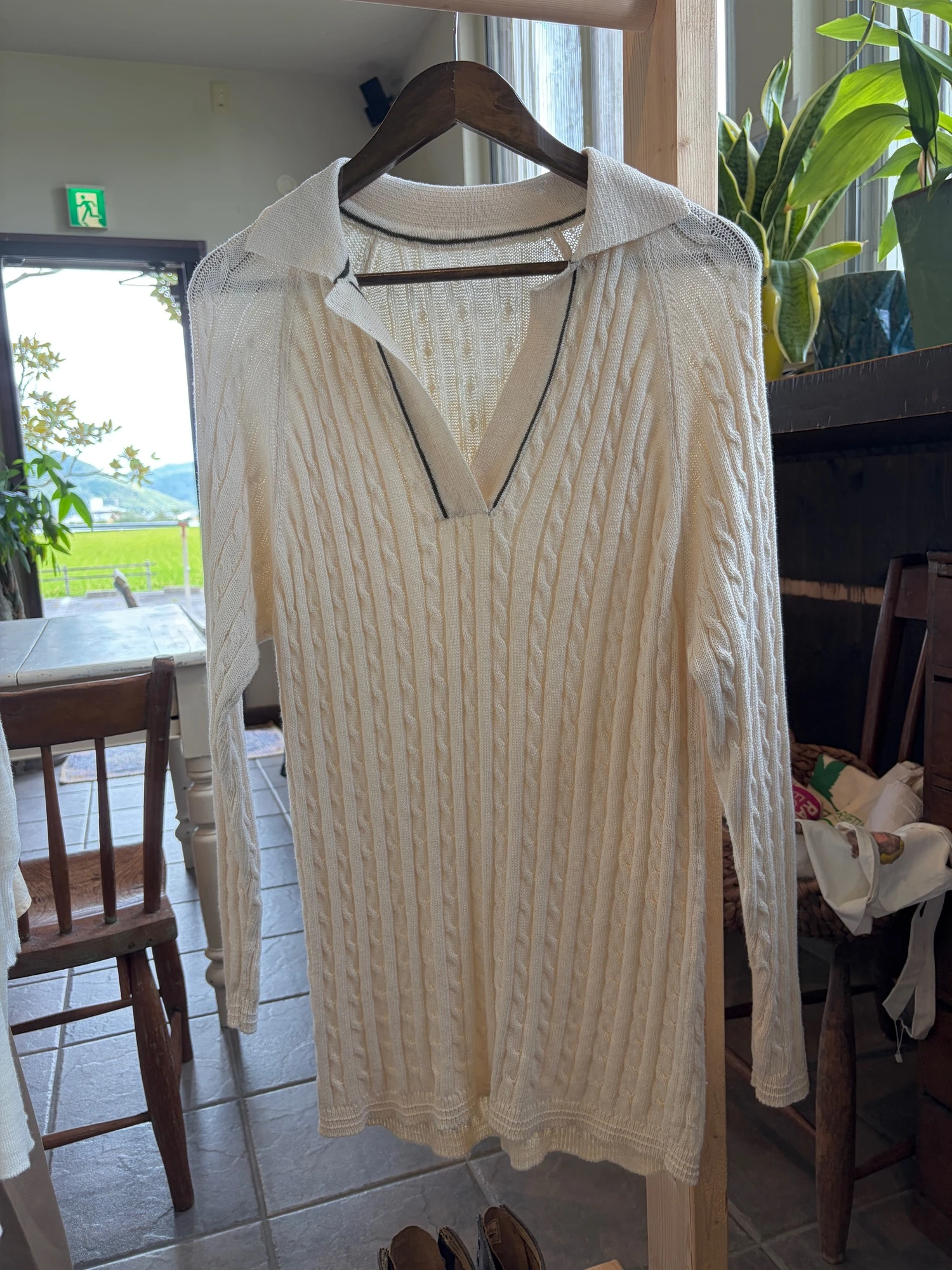 cream white cableknit light sweater 6